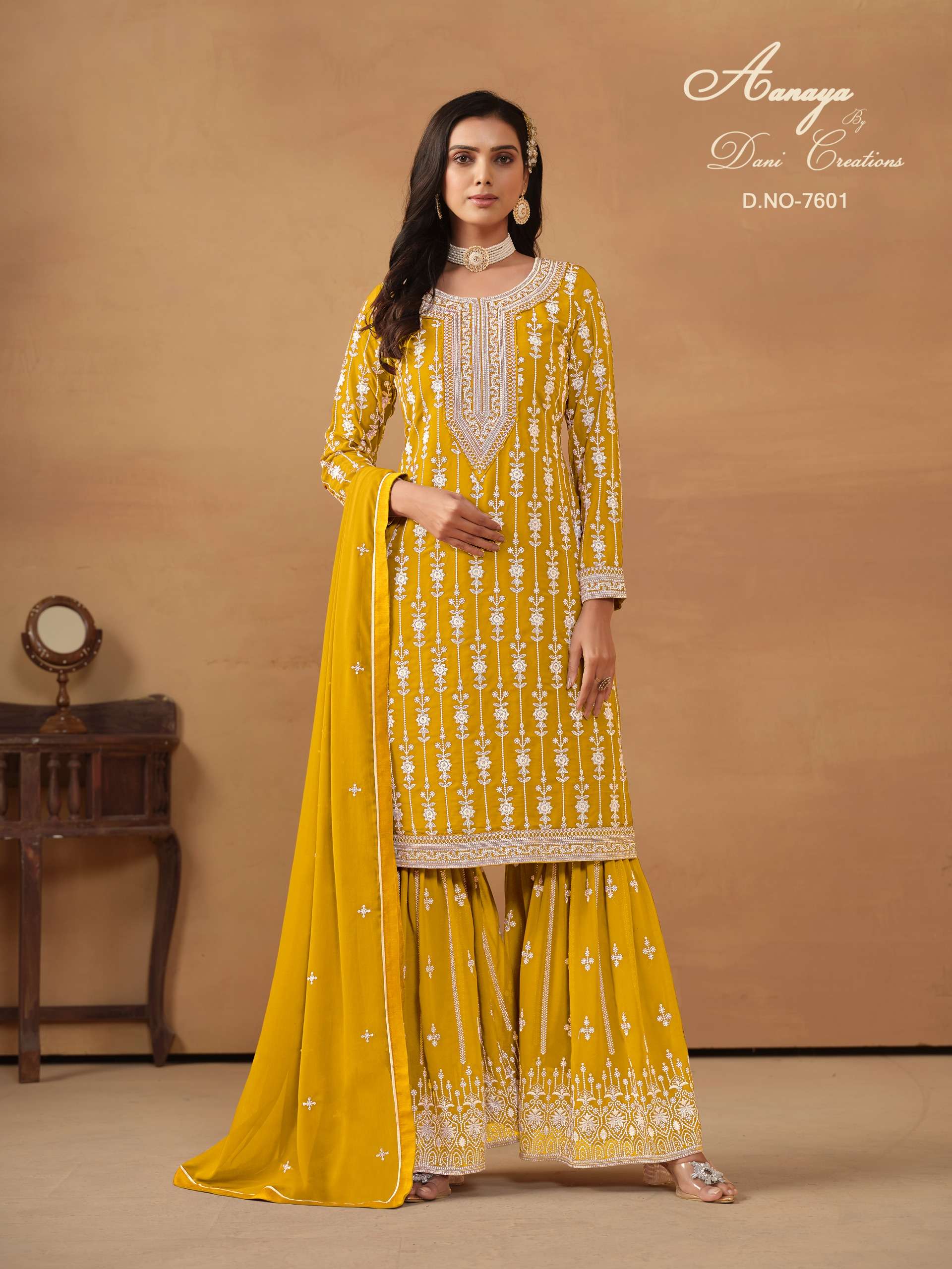 designer partywear sharara dresses launching our most preferred dani fashion catalogue aanaya vol 176  top faux georgette inner santoo bottom faux georgette 