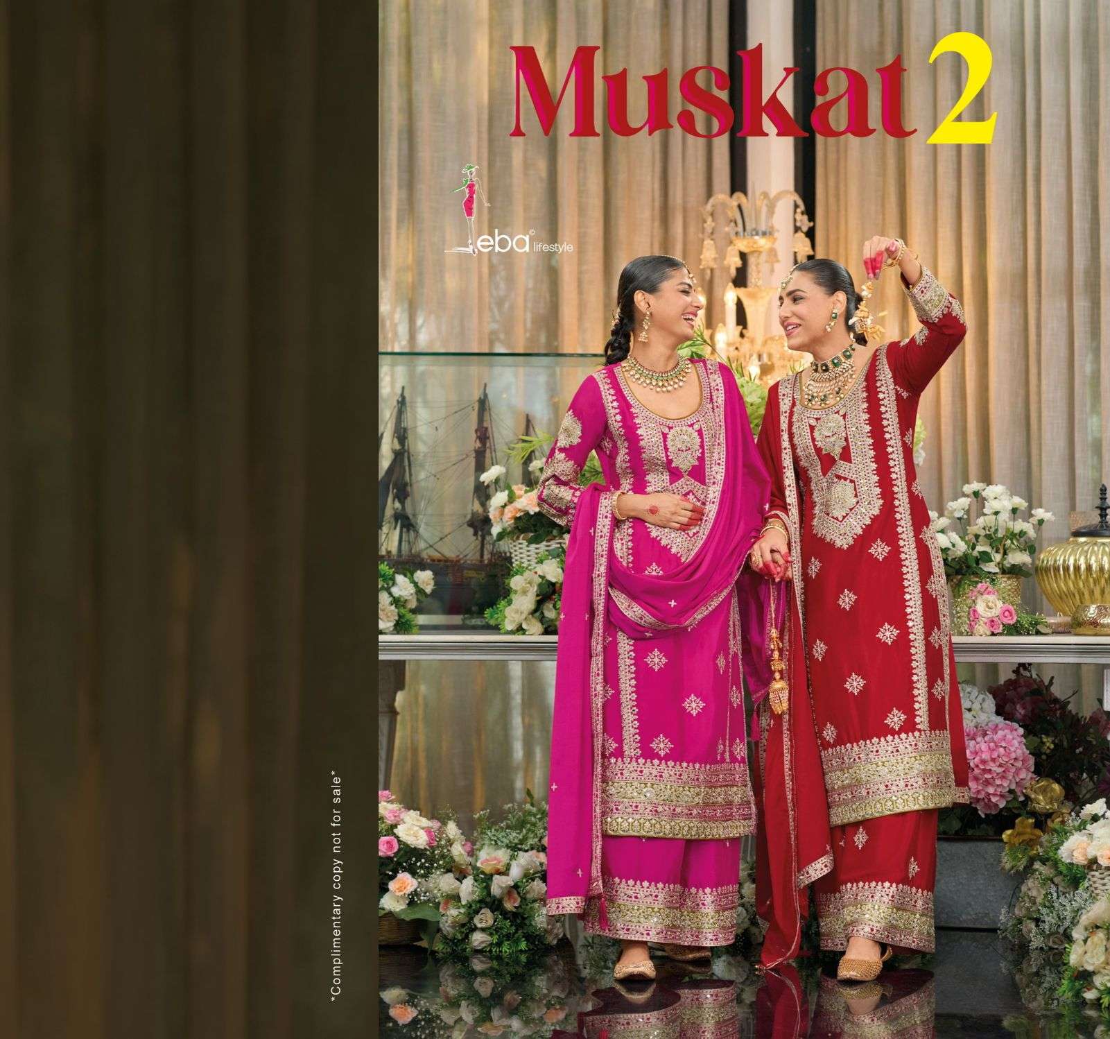 eba lifestyle catalogue muskat 2 series 1718 to 1719 designer partywear heavy embroidery dresses top - hevey chinon with emboidery work hevey chinon with  emboidery work