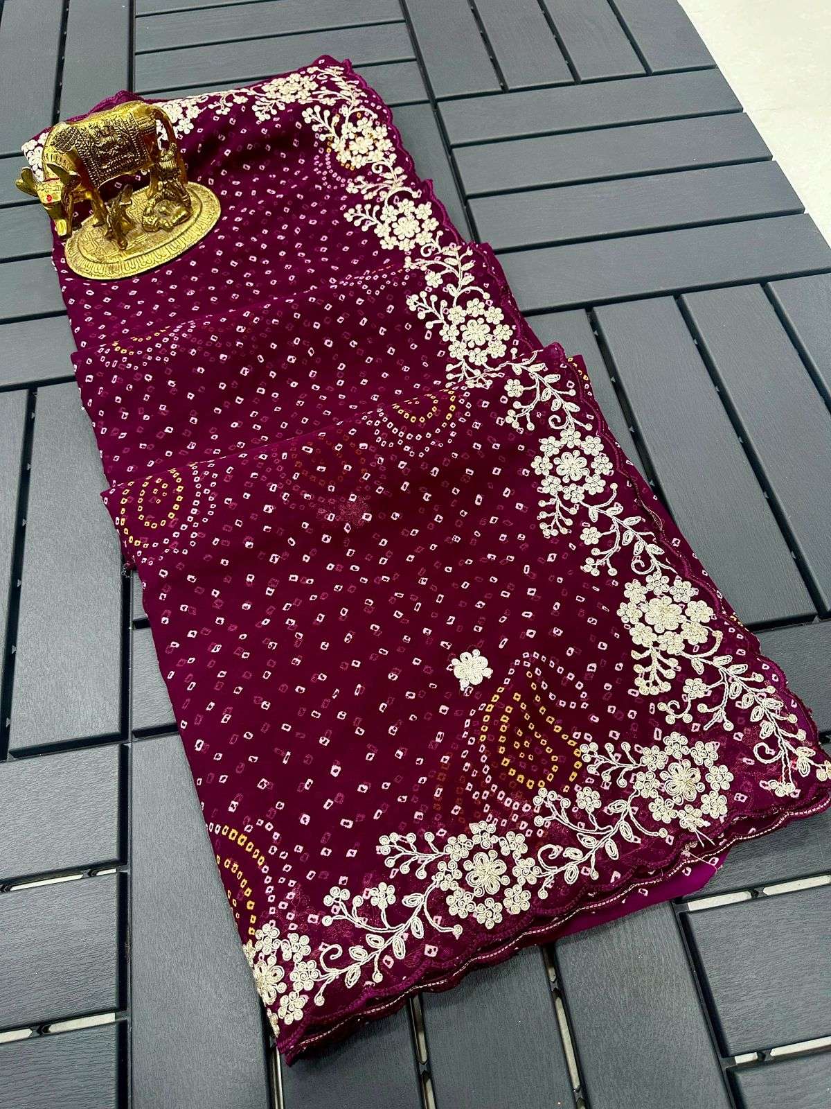 style premium pita work saree collection soft pure c by c georgette bandhani print with c pallu pita work sarees designer partywear saree 