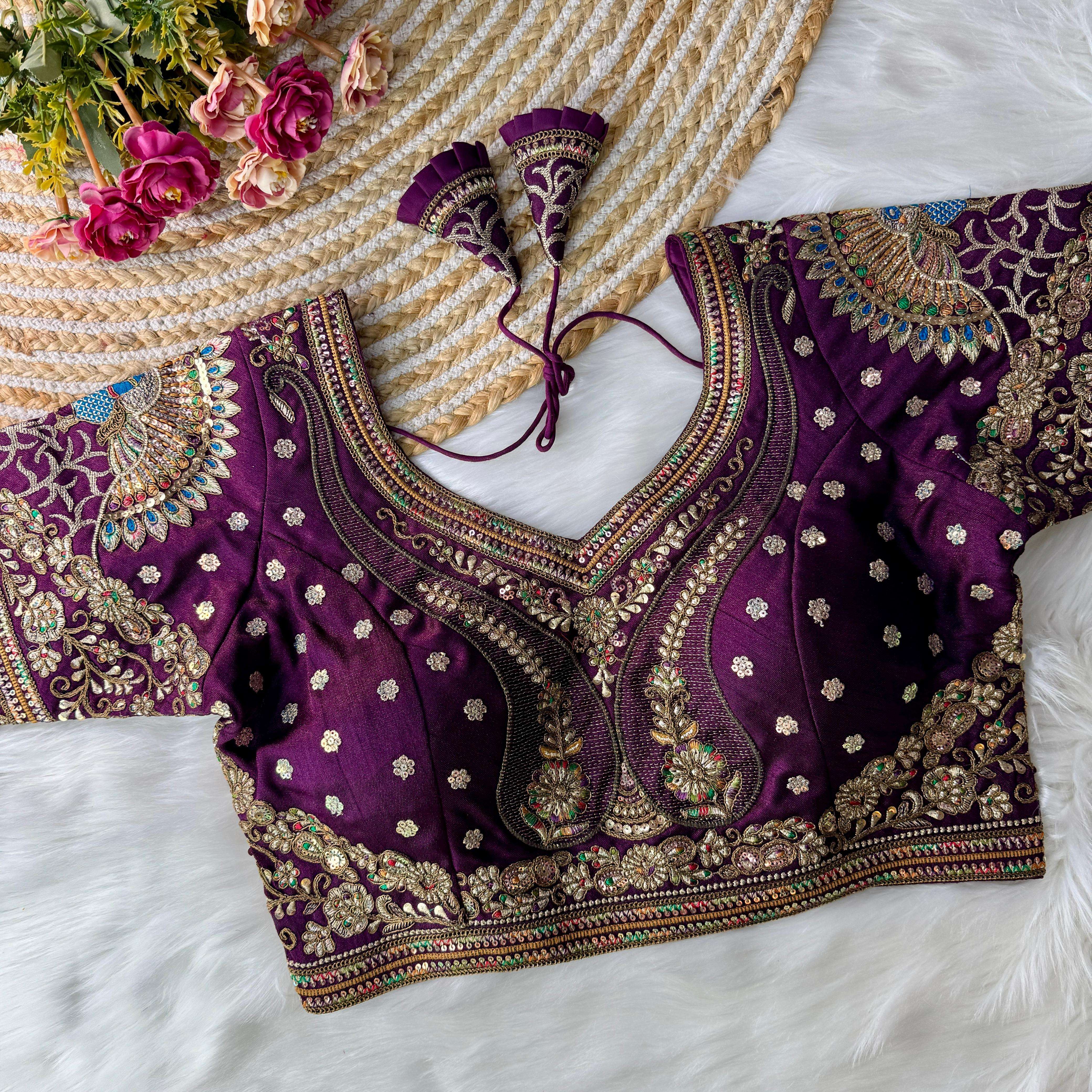 wedding session special new beautiful 3d peacock heavy embroidery work bridal blouse fancy wedding partywear blouse heavy 3d sequence unique embroidery work heavy italian silk
