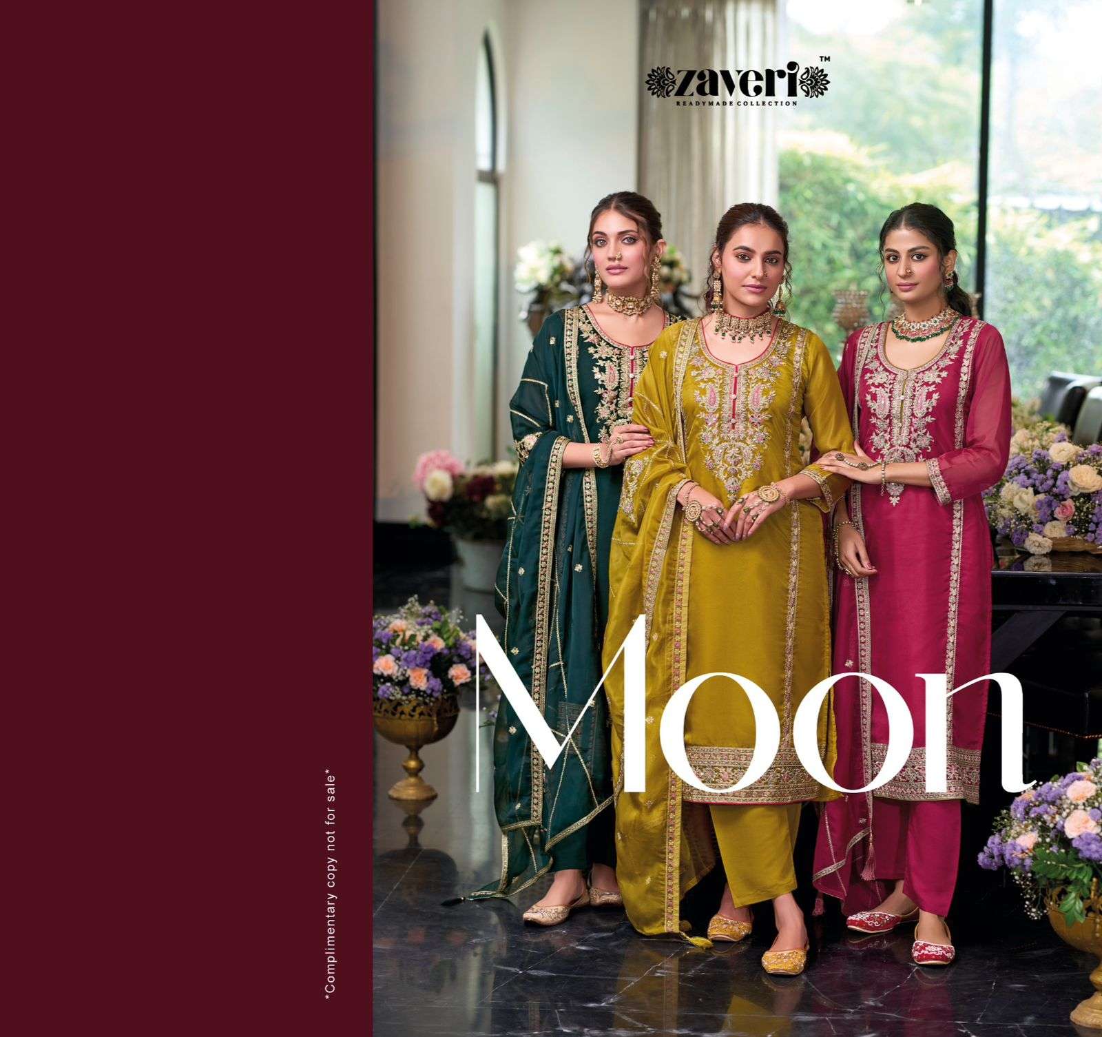 zaveri readymade collection catalogue moon series 1394 to 1397 top soft organza emboidery work duppta soft organza with embroidery bottom heavy silk size m to 3xl 