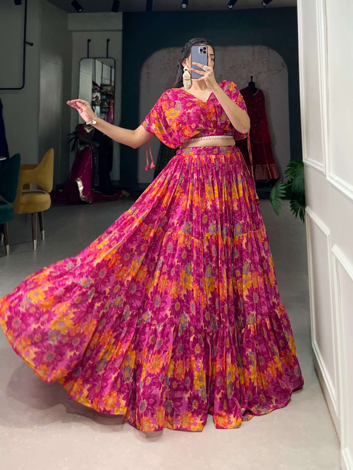 coord set collection the chiffon floral print coord set was the epitome of effortless elegance making her feel confident and beautiful catalogue vaatika nnk1132 designer lehenga 