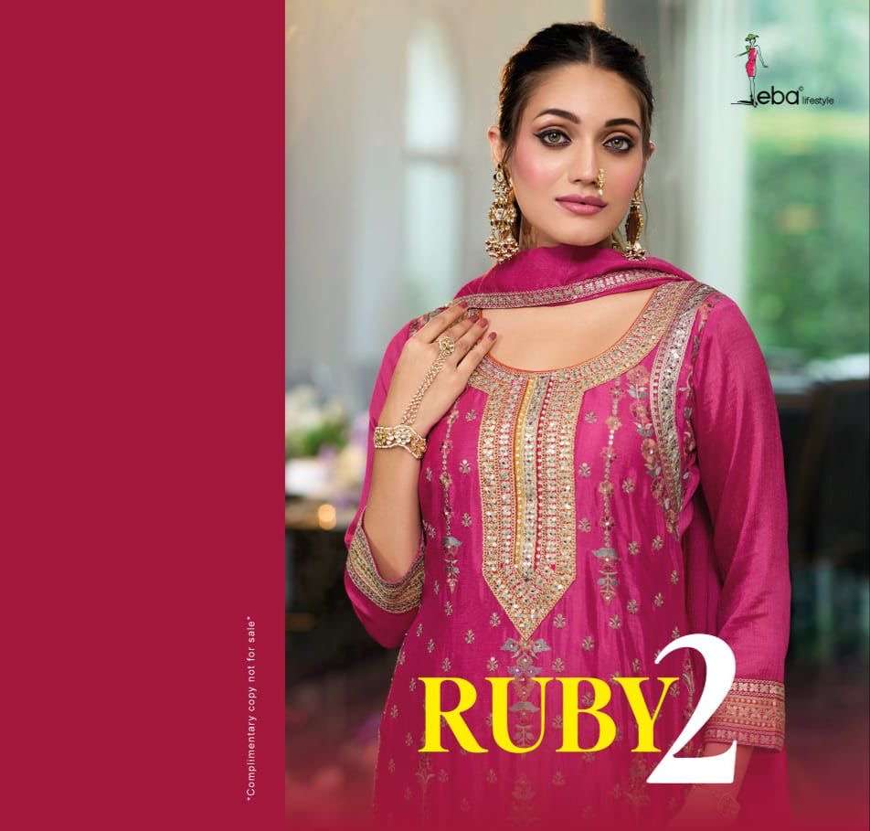 eba lifestyle catalogue ruby 52 series 1742 to 1745 top heavy chinon with emboidery work duppta hevey chinon with emboidery work plazo hevay chinon with emboidery  front n back work m to 3xl