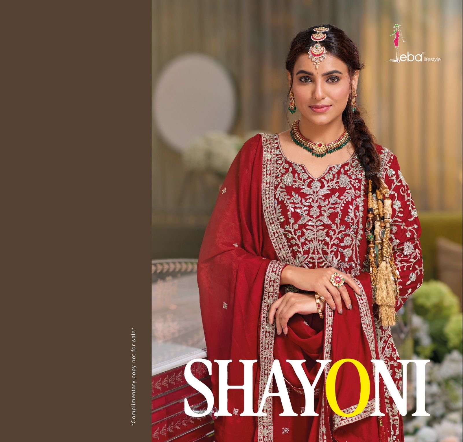 eba lifestyle catalogue shayoni series 1708 to 1710 top chinon with emboidery work duppta chinon with embroidery plazo chinon readymade dresses