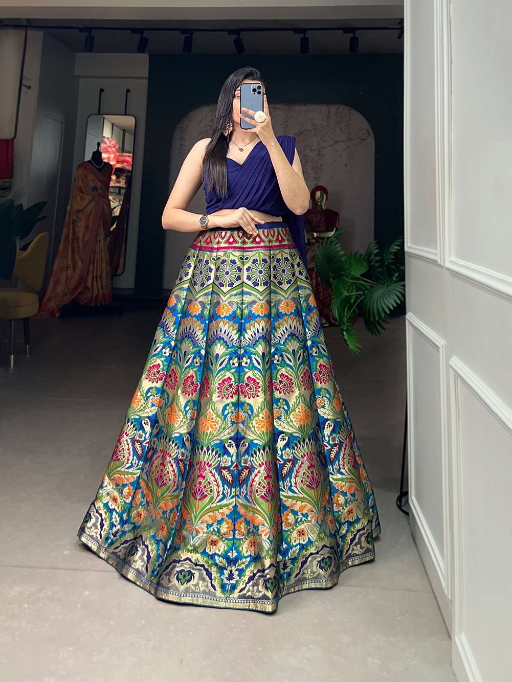 lehenga choli in the ethereal folds of the banarasi lehenga traditional weaves its magic casting a spell that transcends eras catalogue urvika  nnk2046 banarasi silk zari weaving work
