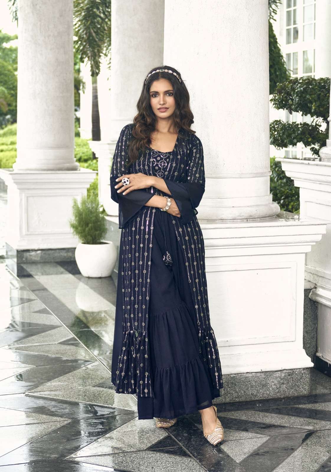 shreematee fashion present nuqat catalogue the premium collection for wedding and upcoming season blouse pure fox georgette with embroidery work free size stitch 44