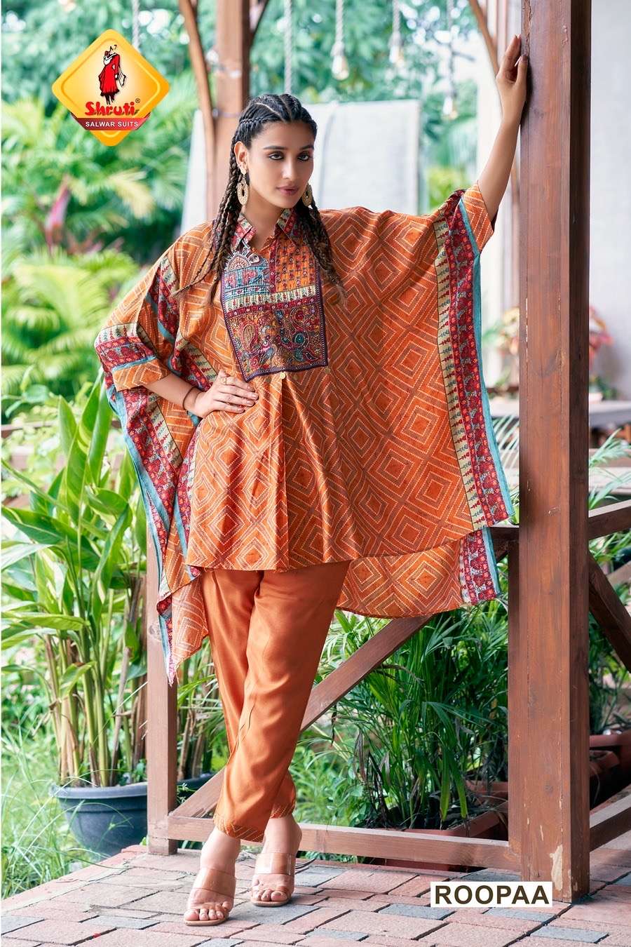 shruti suits catalogue tofha designer western fusion wear stylish kurti n pant set details fabric pure masline digital print with modern pattern designer partywear coord set 