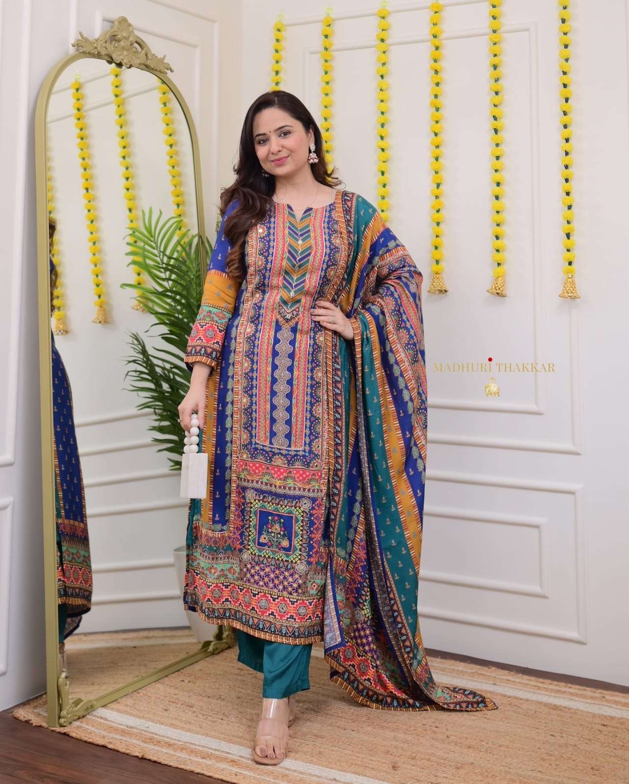 wedding special featuring ultra modern premium muslin pakistani type suit set which is beautifully decorated with top to bottom handwork jari work and original mirror work readymade suit 