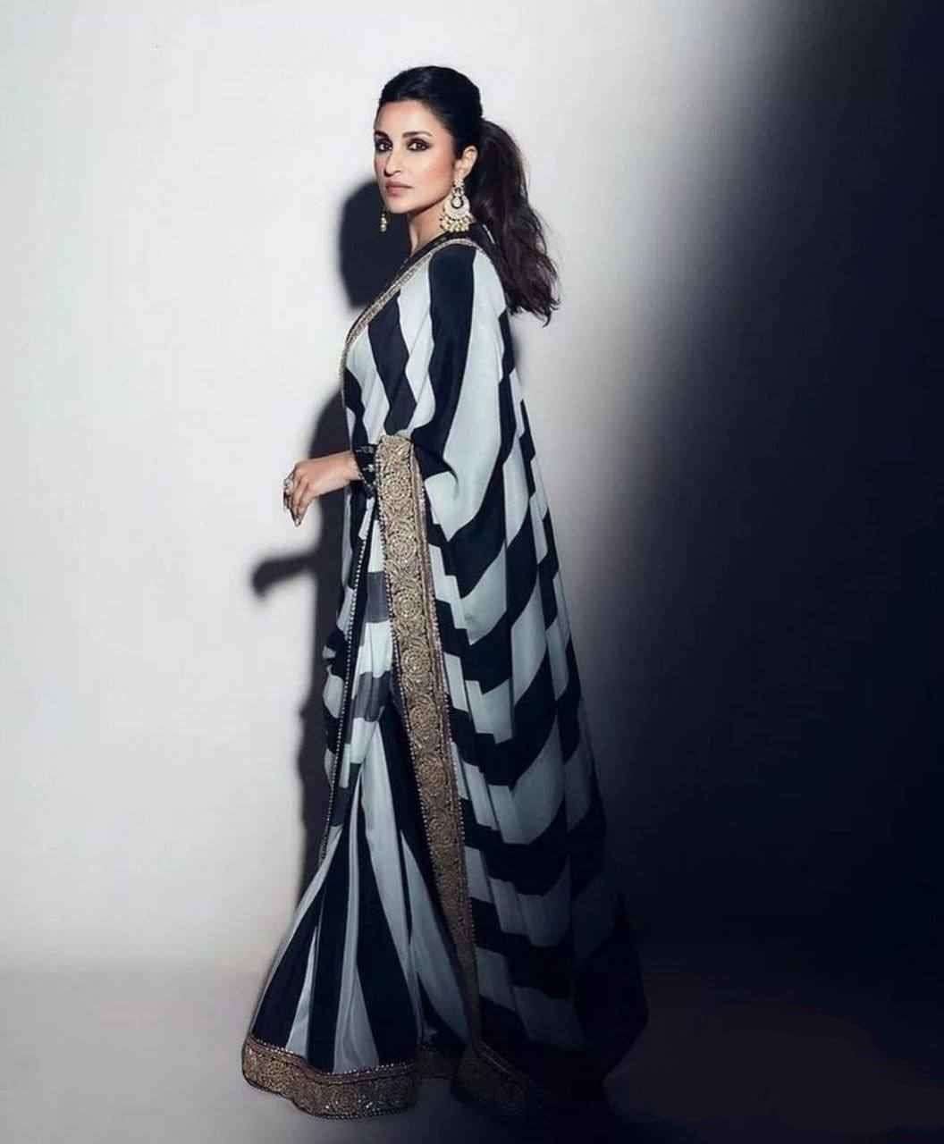 zebra print black n white saree ds no bt 255 saree fabric heavy gorget silk saree work fancy dori n thread zari with fancy sequnce work with heavy lace border