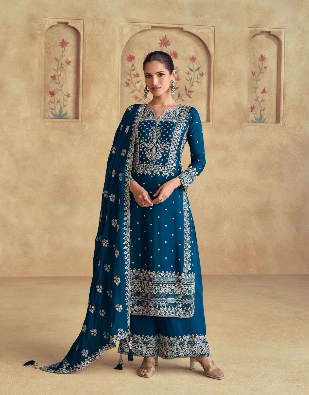 aahirwaad creation catalogue amara series 10067 to 10068 top premium chinnon silk free size stitc plazzo premium chinnon silk free size stitch duptta premium chinnon silk