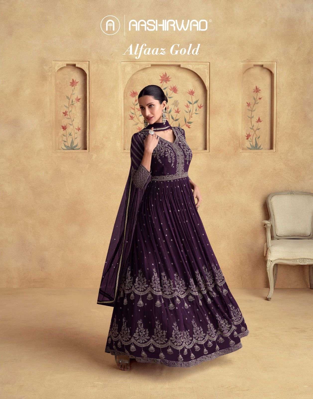 aashirwaad creation catalogue alfaaz gold series 10165 to 10168 top real georgette free size stitch duptta butterfly net designer readymade suit