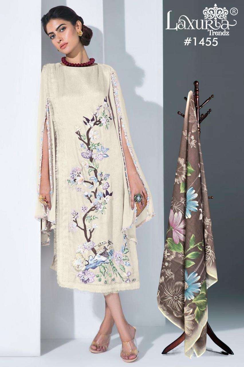 coordinated outfit laxuria trendz design number 1455 designer tunic with gorgeous heavy embroidery with handwork n laces in tunic  n stylist sleeves with embroidrey n glamours