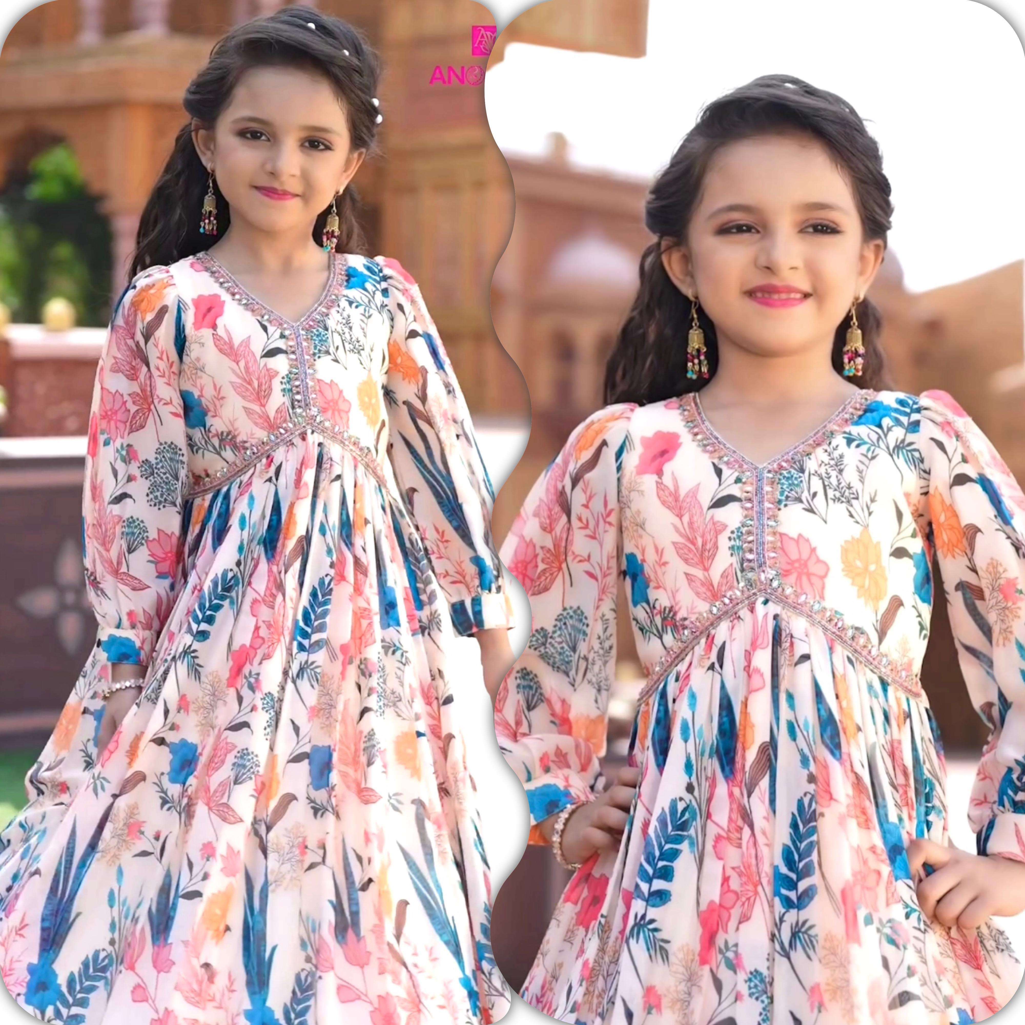 designer heavy fox georgette gown with digital print work ready to wear collection code oc 155 gown fabric heavy fox georgette with digital print work with dori and less