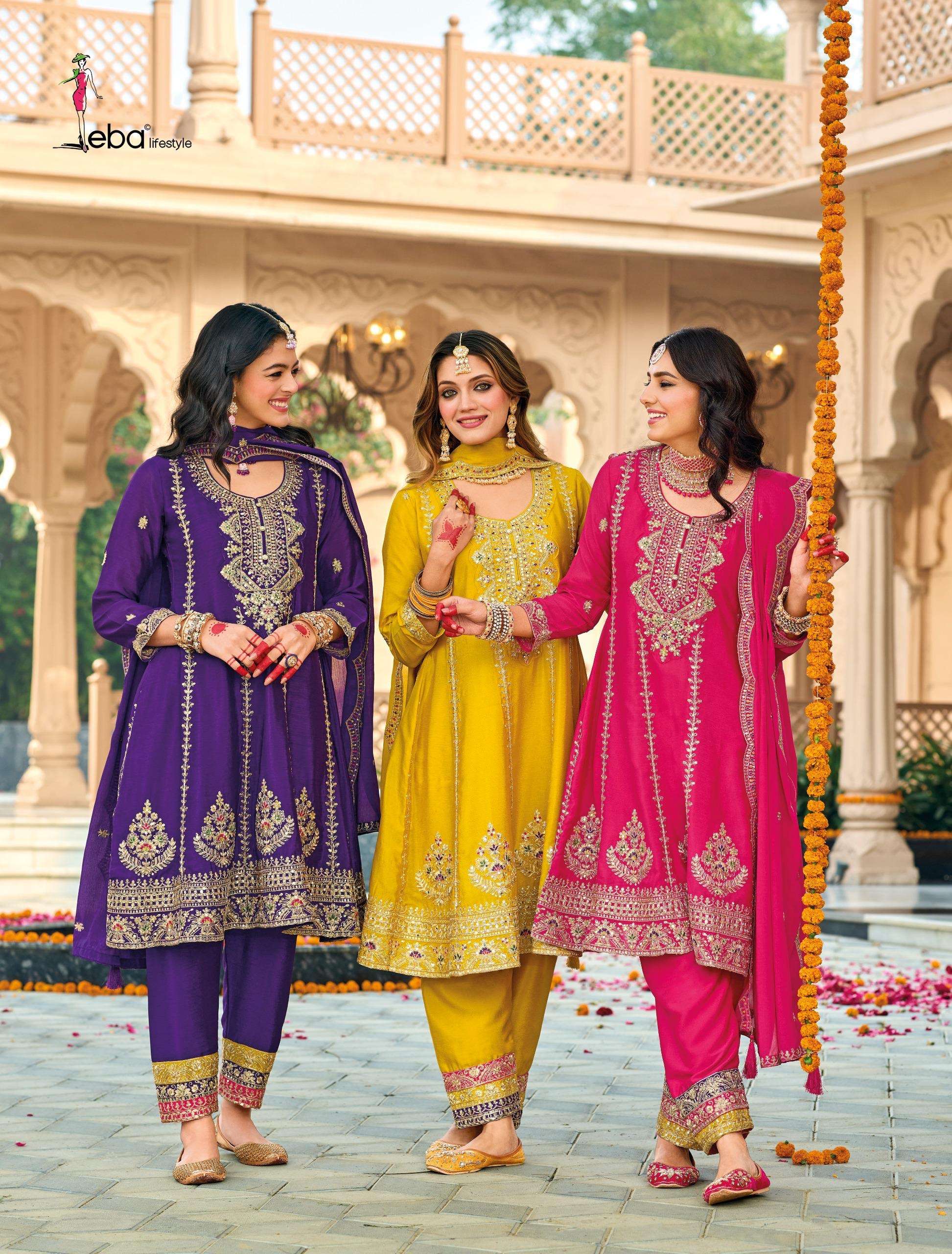 eba lifestyle catalogue gazal series 1772 to 1774 top heavy chinon with emboidery work back work duppta hevay chinon with  emboidery work size m to 3xl designer dresses