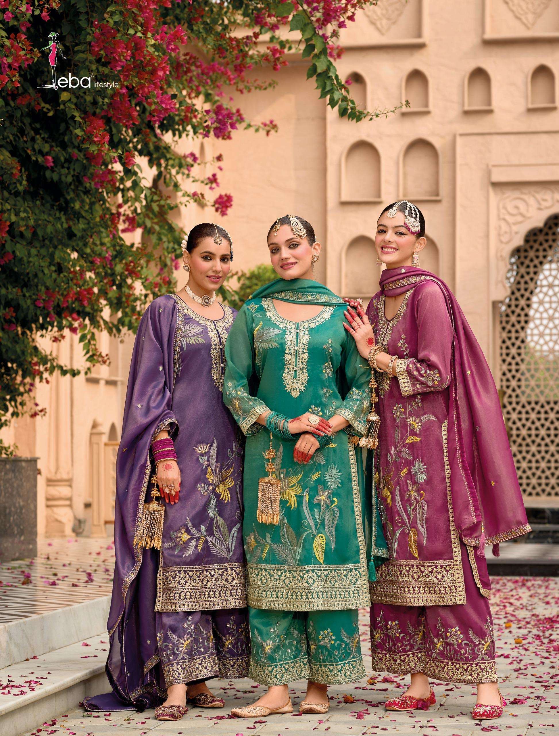 eba lifestyle catalogue myra series 1775 to 1777 top simar  with embroidery plazo simar  with embroidery work duppta simar  with embroidery work size m to 3xl designer suit