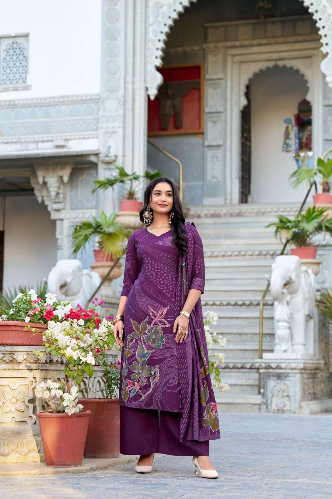 ethnic dress collection beads meet blooms in this stunning salwar suit catalogue livaa nnk3301 top stitched top fabric roman silk  top work foral print with beets handwork