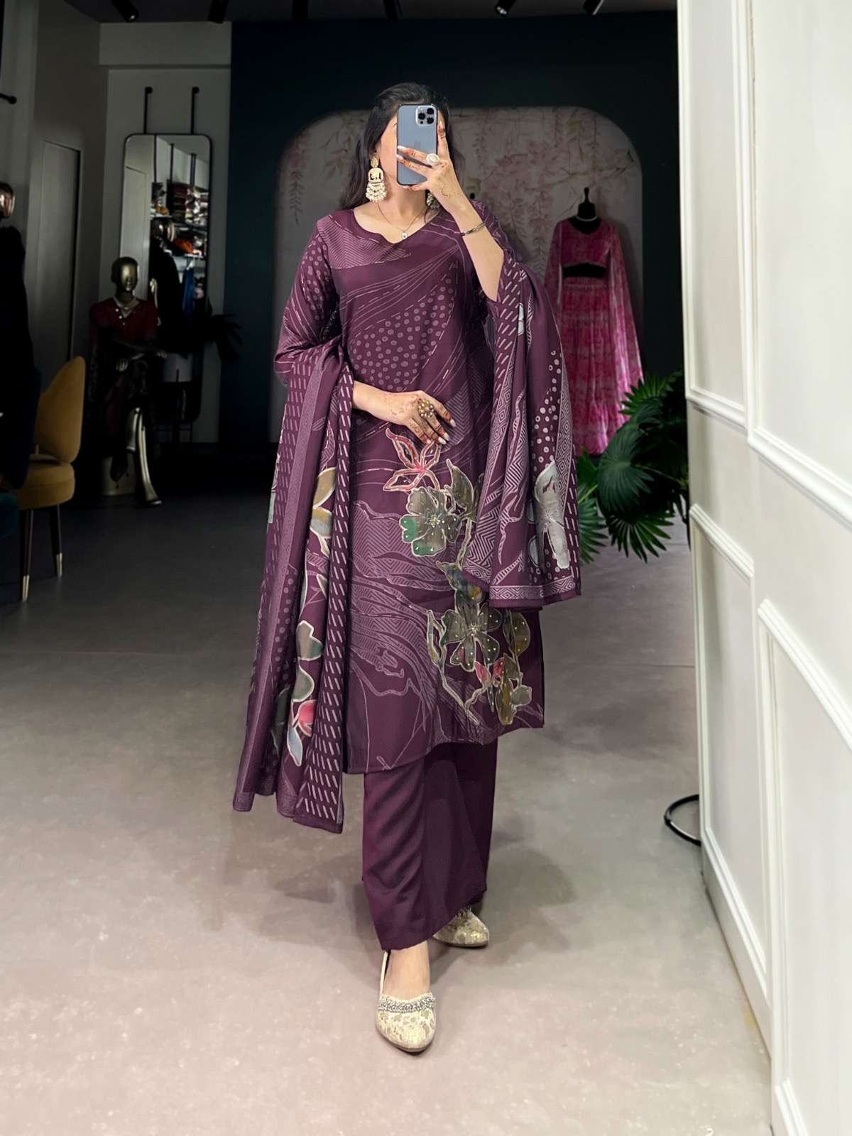 ethnic dress collection beads meet blooms in this stunning salwar suit catalogue livaa nnk3301 top stitched top fabric roman silk top work foral print with beets handwork
