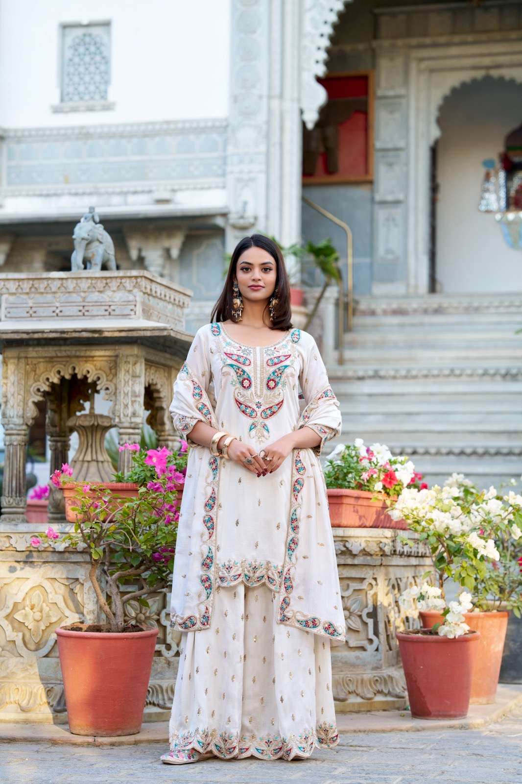 ethnic dress collection the perfect fusion of classic elegance and modern flair catalogue ashiti nnk3027 top stitched top fabric vichitra silk sequins and thread embroidery work 38 m to 42 xl