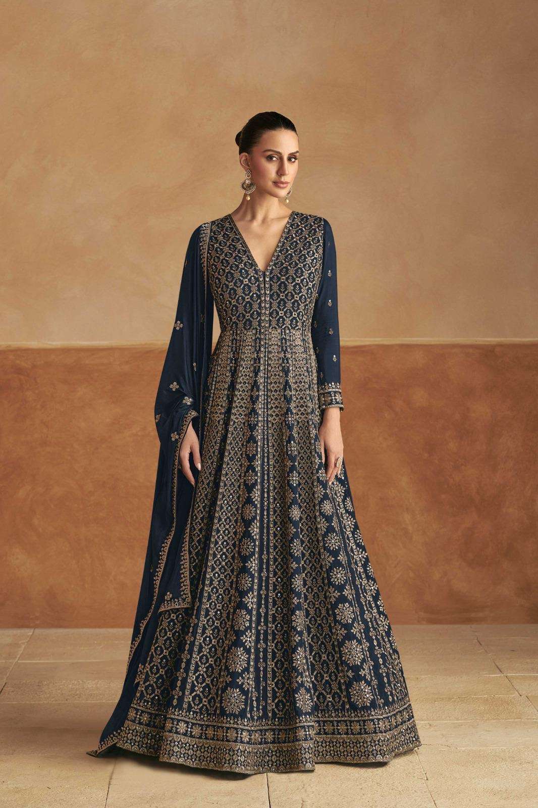 gulkarya designer catalogue nagma 7510 a to 7510 b top real chinon dupatta real chinon note free size stitched  front n back embroidery work with cancan