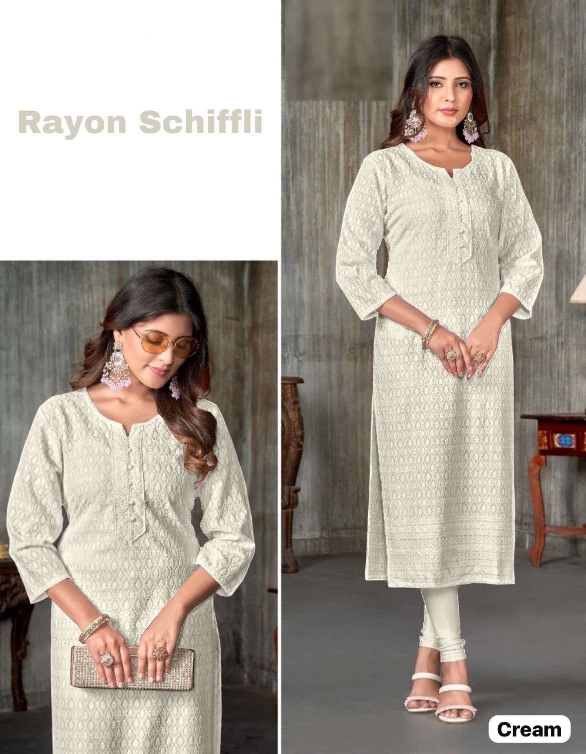 heena schiffli work straight kurti in 8 colours fabric heavy rayon schiffli work both side size m to xxl length 41 only kurtie chikankari work embroidery kurtie