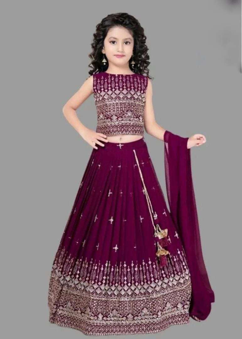 kids wear embroidered with beautiful  work  stitched lehenga blouse with dupatta for festive season catalogue green well blouse girls kids wear lehenga