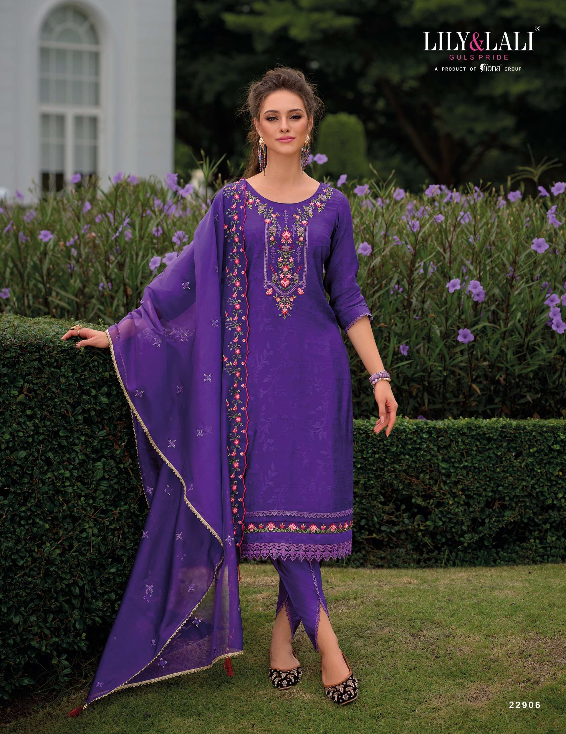 lily n lali catalogue miraan 3 series 22901 to 22906 top embroidery and handwork on self jacquard viscouse silk with cotton lining designer partywear readymade suit 