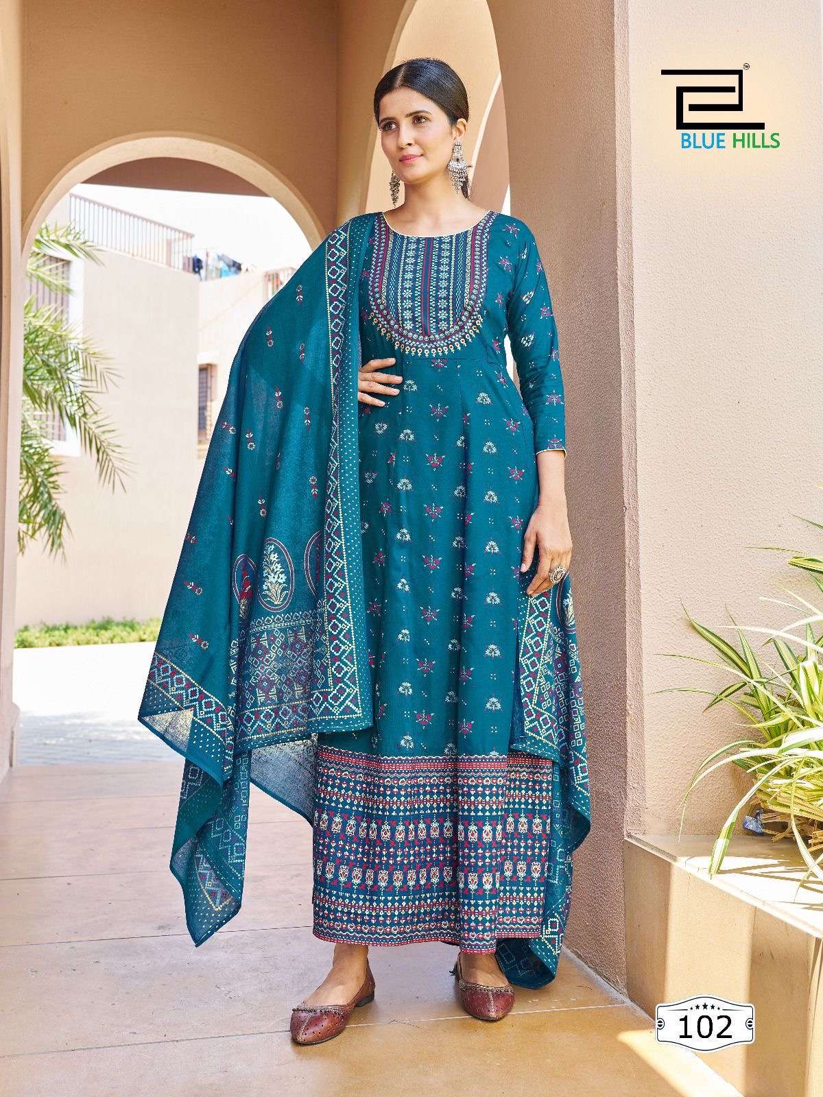 masakali on sale long gown with dupatta concept n multi color combination print top fabric heavy rayon printed dupatta heavy cotton with four side foil size m to xl length 52