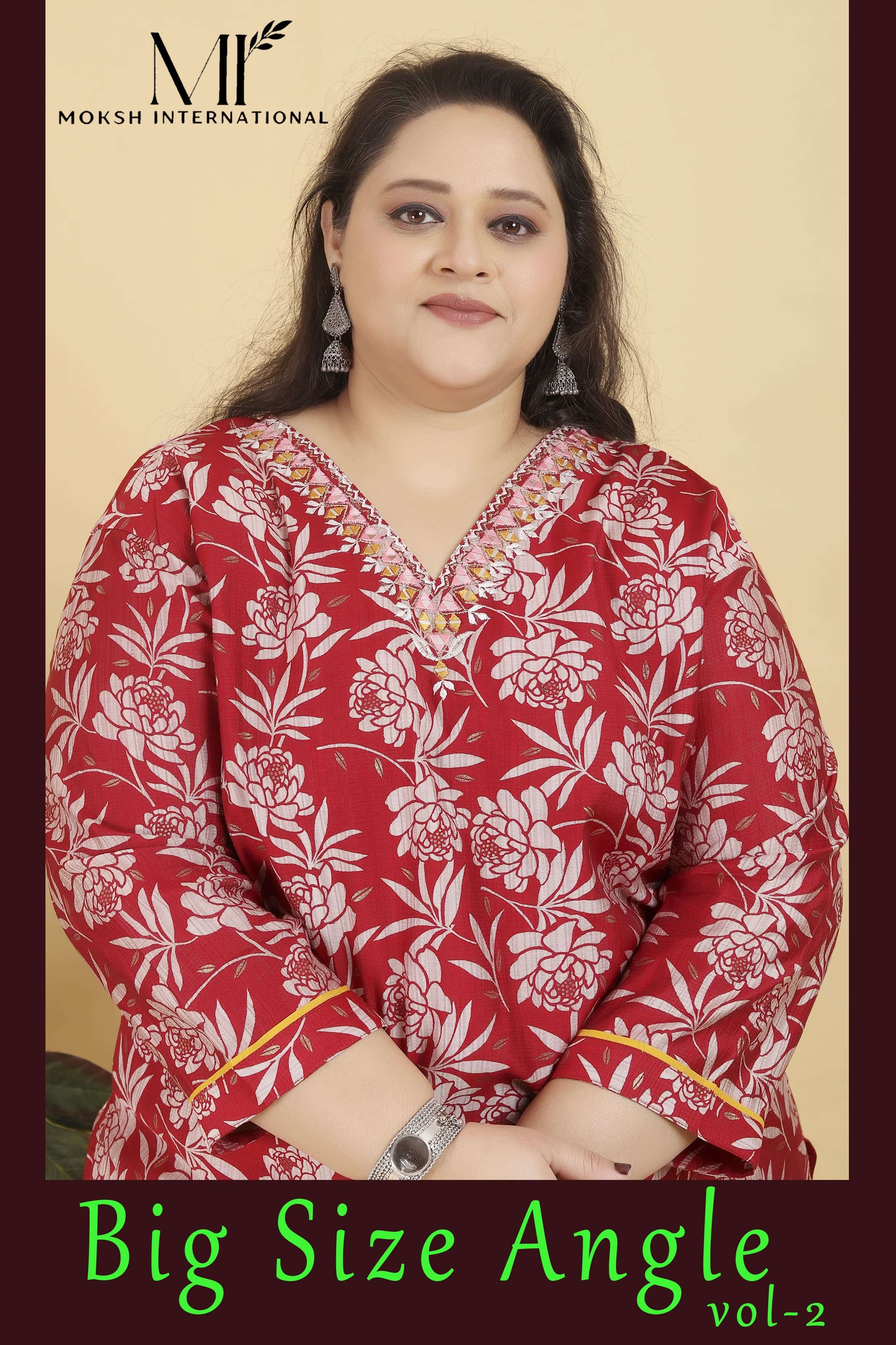 moksh international big size angle vol 2 design number 8640 and 8642 top premium lichi viscose export quality with handwork design number 8641 n 8643 premium riyon export quality