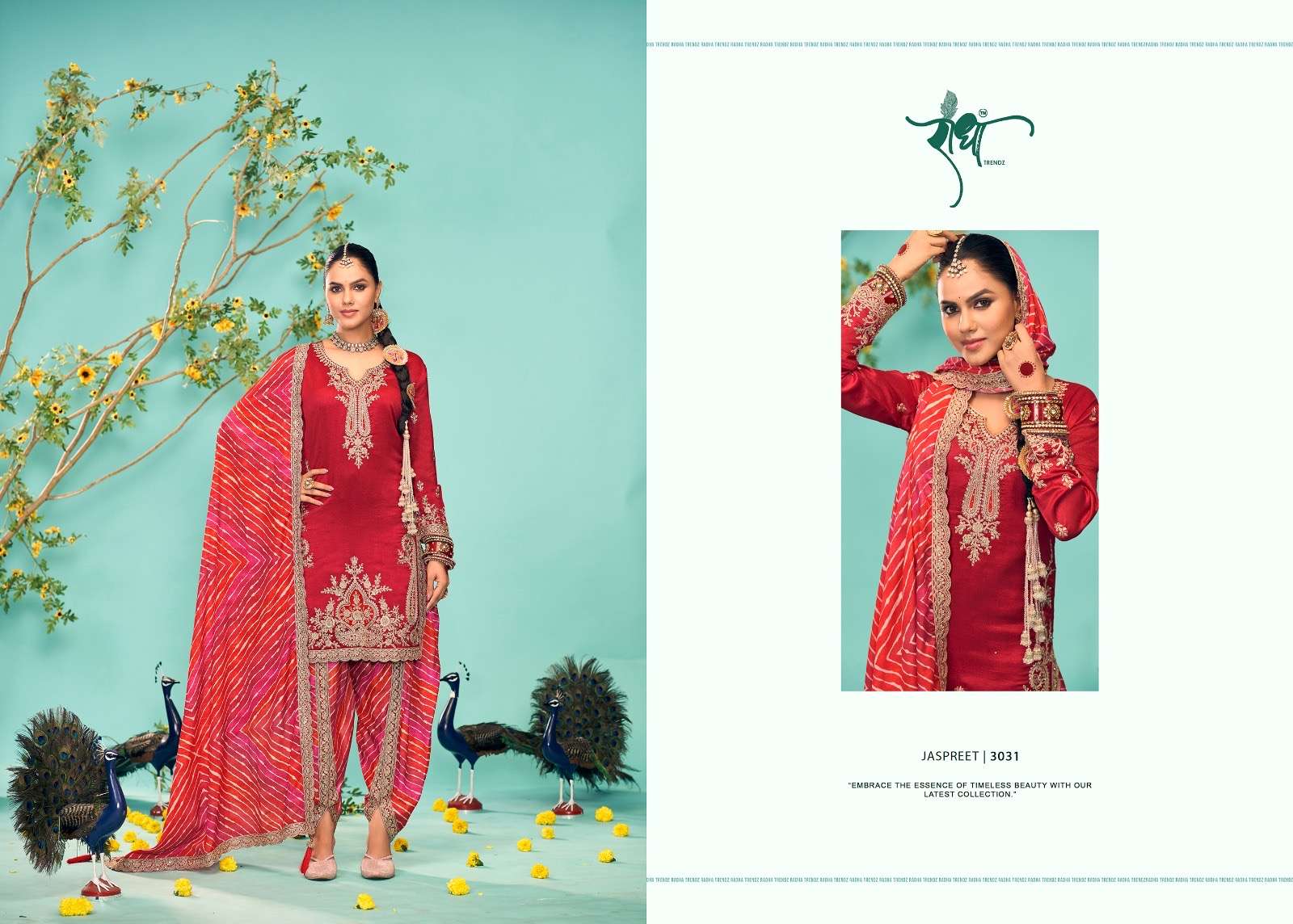 radha trendz catalogue jaspreet top heavy premium chinon  with heavy embroidary front n back work free size stitched free size stitched dhoti style designer dresses