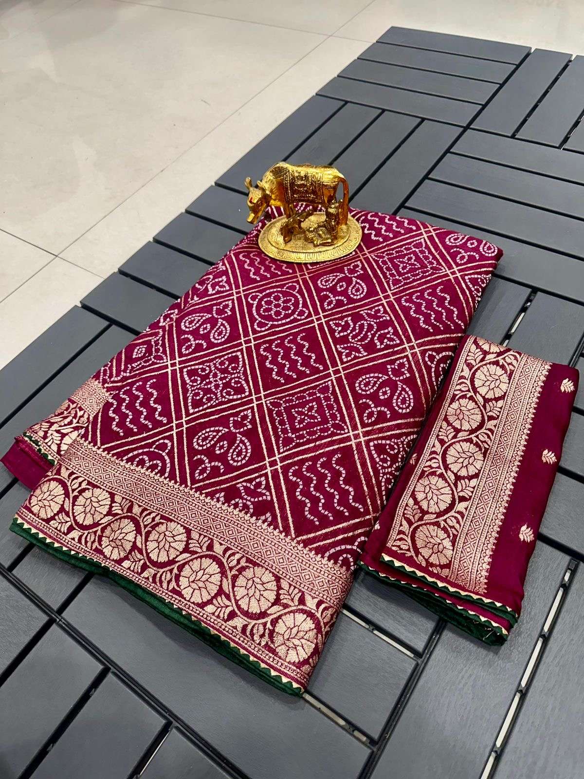 saree for this upcoming amazing pure kolkata viscose bandhani ghatchola saree collection sambhav 2 saree  luxury pure kolkata viscose weaving beautiful bandhani ghatchola zari weaving in saree