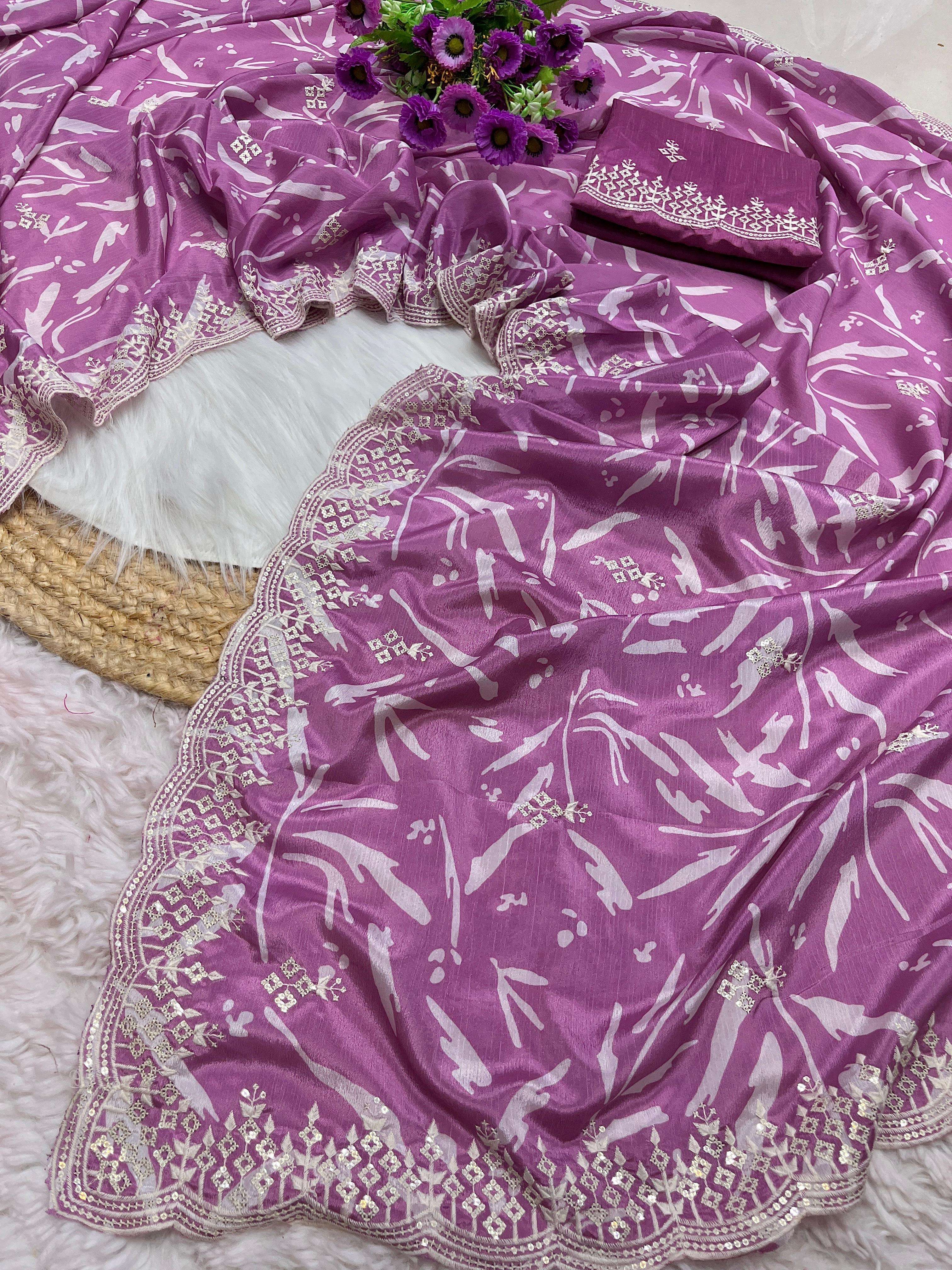 saree new catalogue launch fabric details soft chinon fabric saree with heavy c-pallu seqance thread work plus butti in whole saree n cut work border heavy mono work blouse