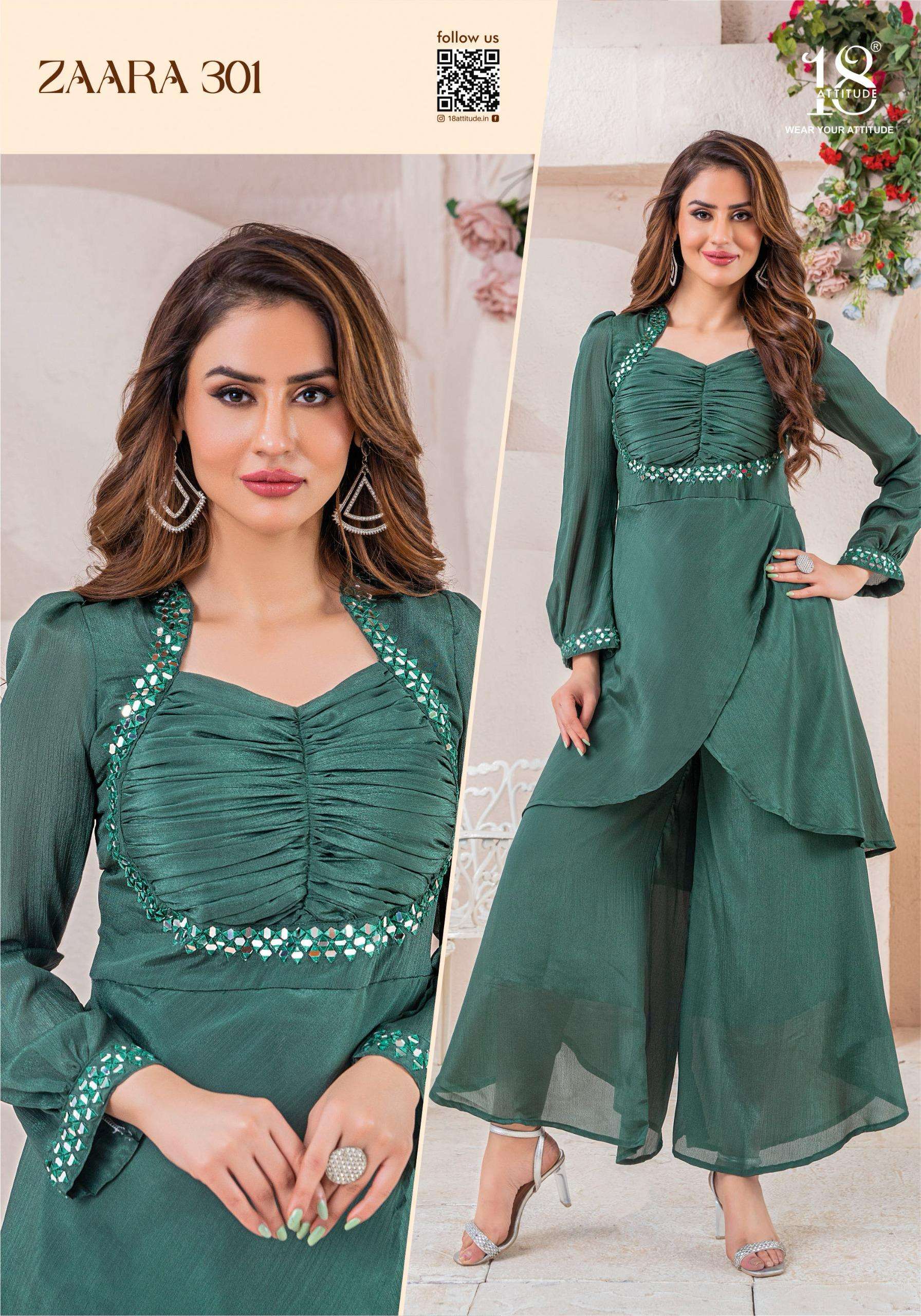 18 attitude catalogue zaara vol 3 series zaara 301 to zaara 307 concept 2 piece cords fabric pure chinnon with lining designs lucky seven 7 sizes m to 3xl readymade suits