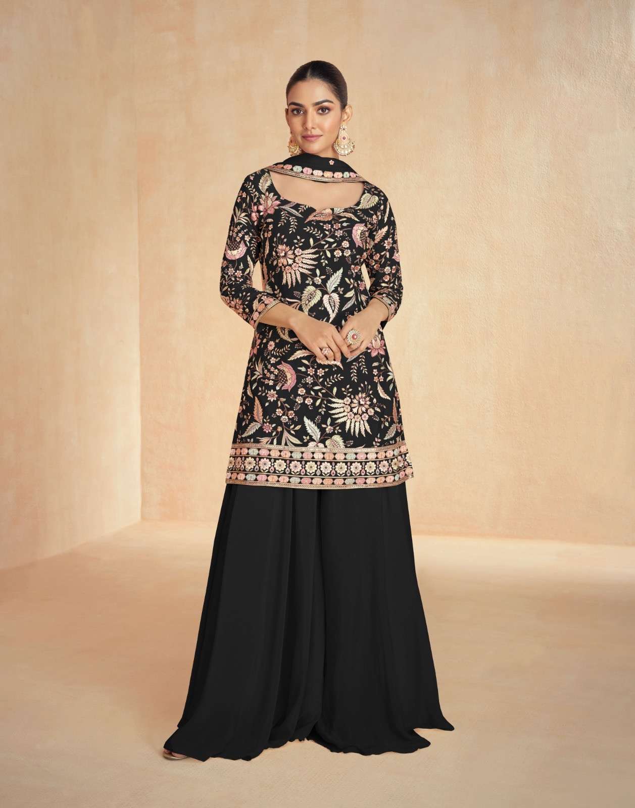 aashirwaad creation catalogue resham series stitched catalogue resham top premium chinnon silk free size stitch plazzo premium chinnon silk duptta premium chinnon