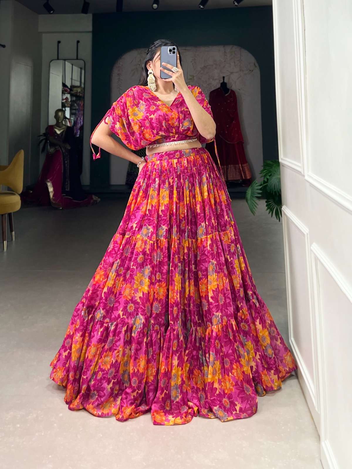 coord set collection chiffon floral print coord set was the epitome of effortless elegance making her feel confident and beautiful catalogue vaatika nnk1132 lehenga work floral print lehenga