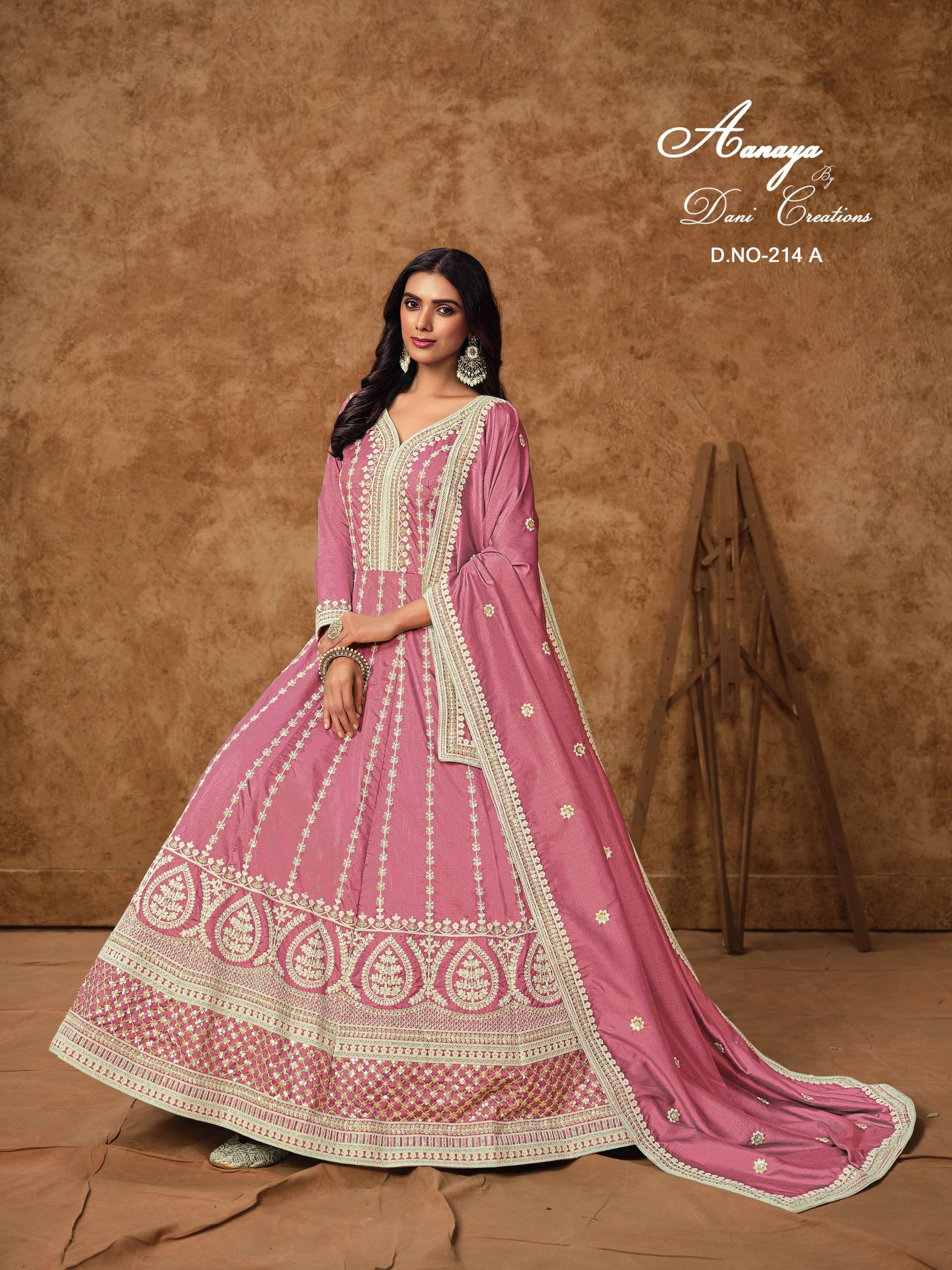 designer partywear suit most preferred catalogue new arrival aanaya vol 214 top dolla silk inner duppatta dolla silk shipping extra note gown come free size stiched
