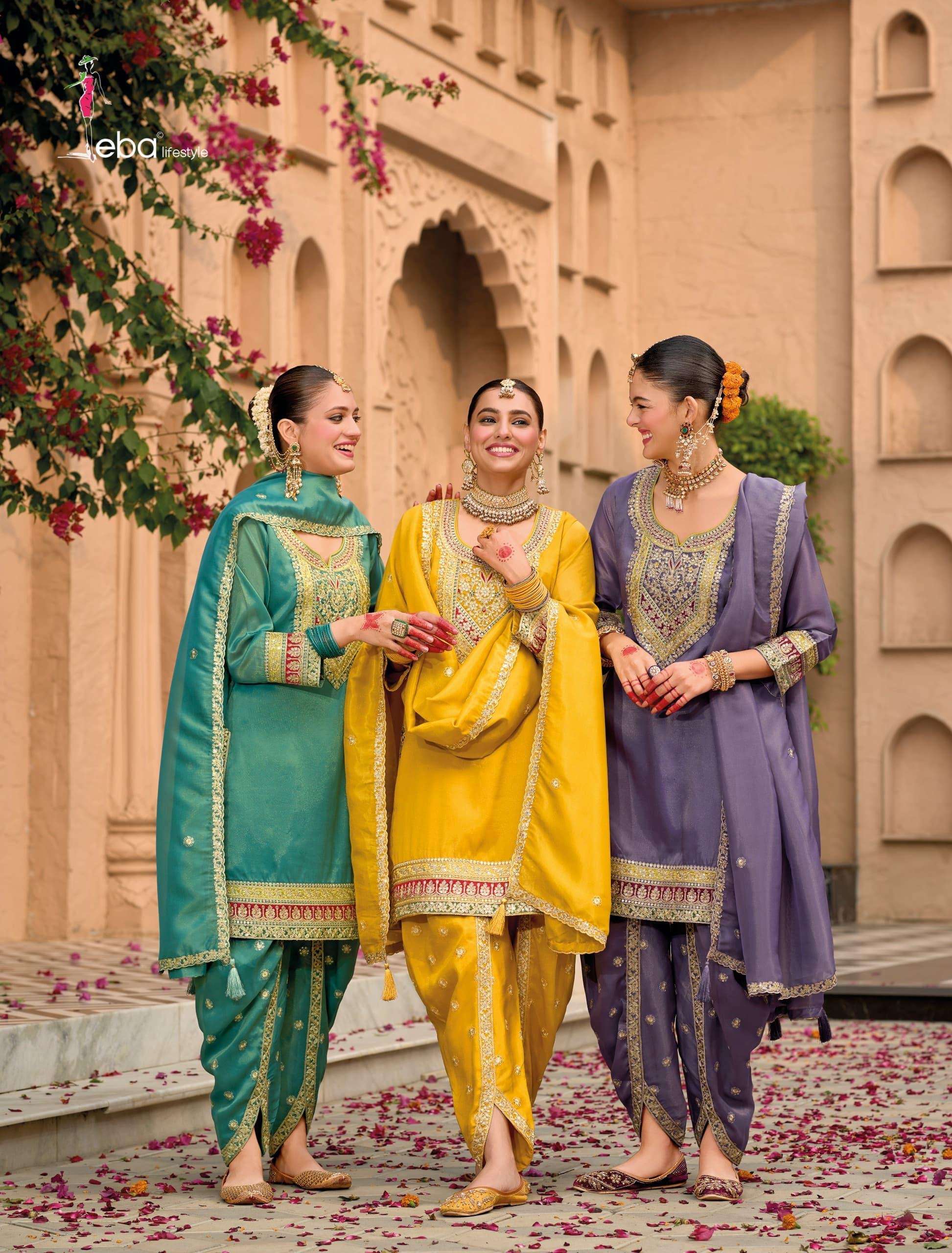 eba lifestyle catalogue meraki series 1784 to 1786 top simar with embroidery dhoti simar  with embroidery work duppta simar  with embroidery work size m to 3xl designer dresses