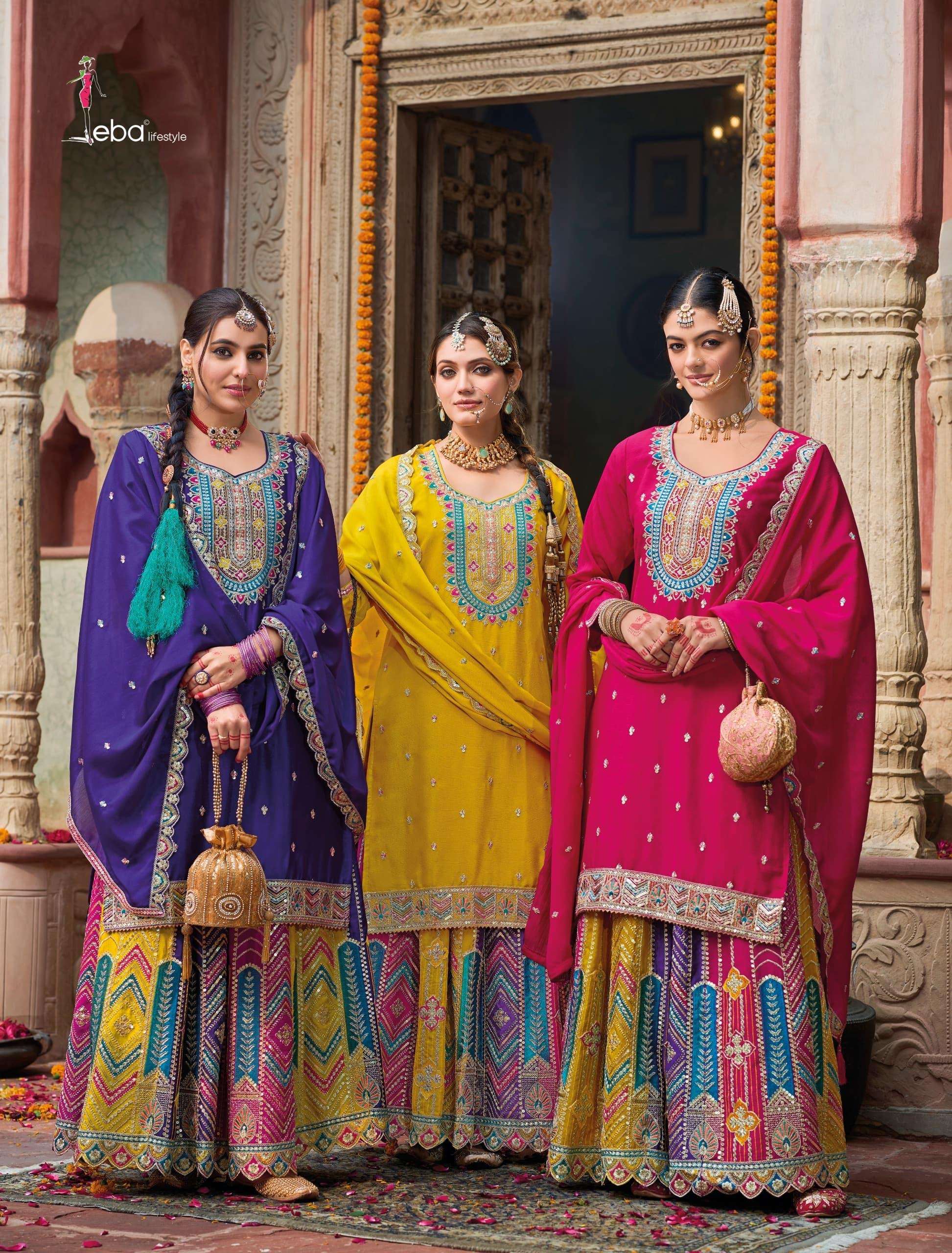 eba lifestyle catalogue mohini series 1790 to 1792 top heavy chinon with emboidery work duppta heavy chinon with emboidery work skrit heavy chinon with embroidery front n back work