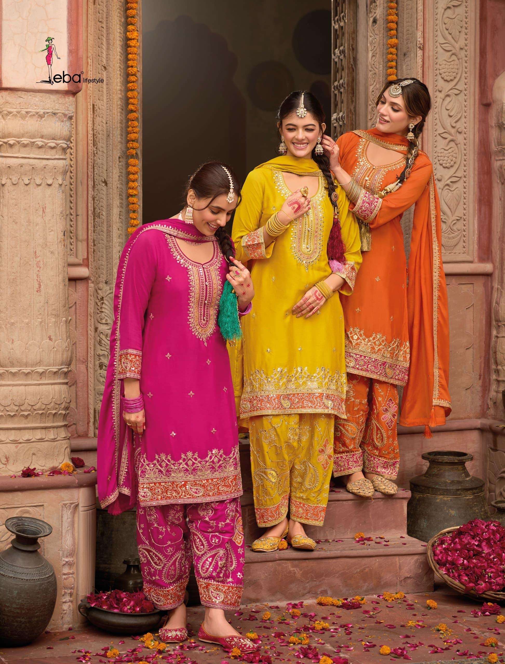 eba lifestyle catalogue series 1816 to 1817 top chinon with emboidery work duppta chinon with with embroidery afgani chinon with embroidery work size m to 3xl readymade suits