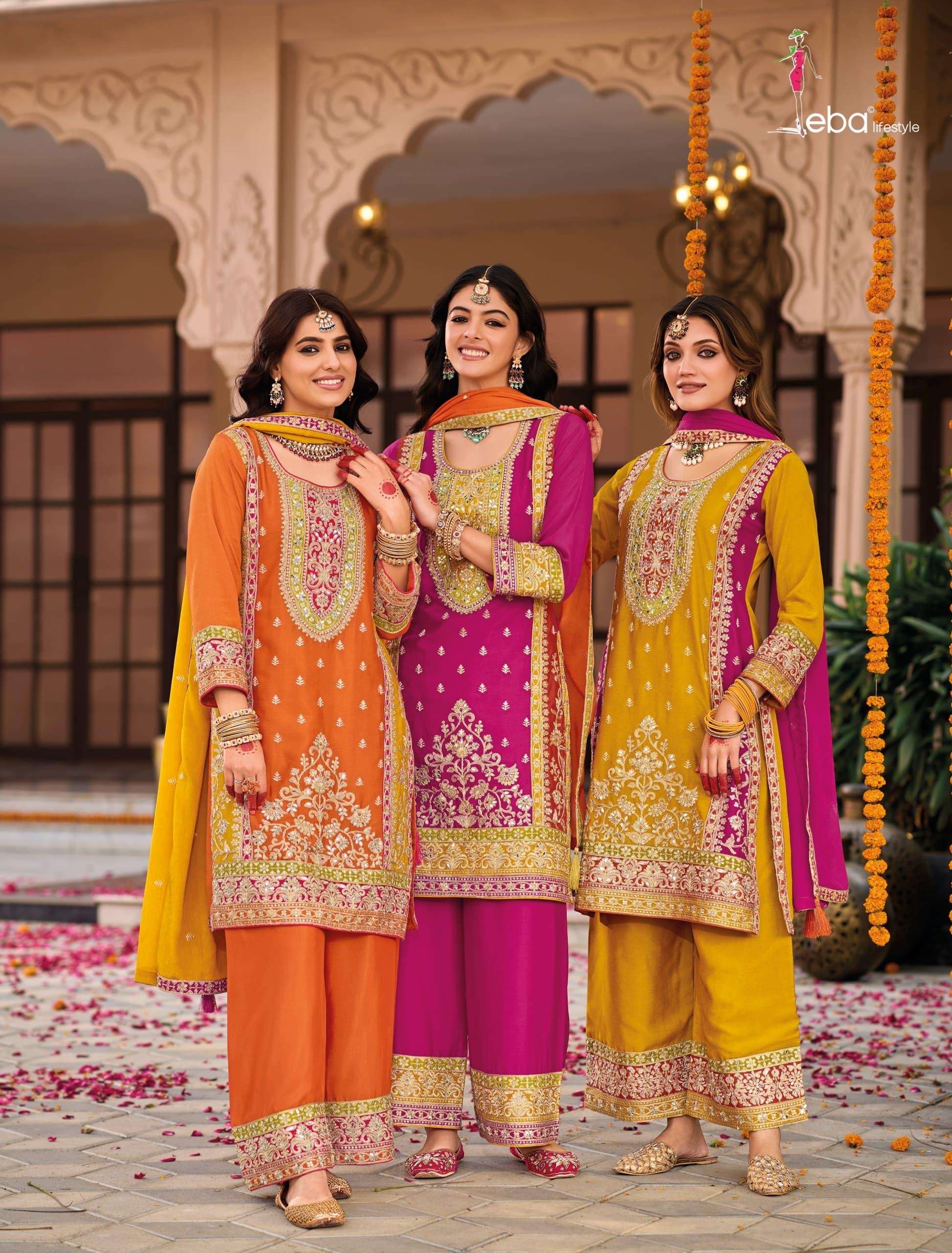 eba lifestyle catalogue swara 2 1845 to 1847 top heavy chinon with emboidery work duppta hevay chinon with emboidery work plazo heavy chinon with embroidery front n back work size m to 3xl