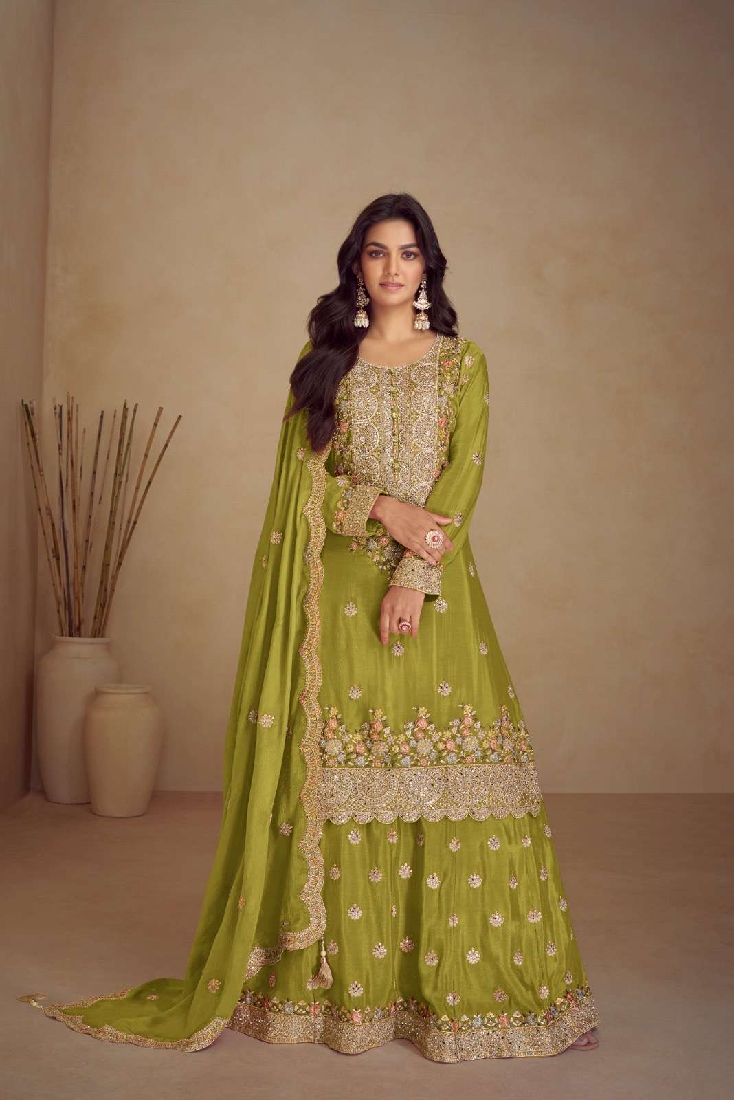 gulkarya designer catalogue navya series 7489 a to 7489 d fabric detail top real chinon dupatta real chinon plazoo real chinon note free size stitched embroidery n hand work only