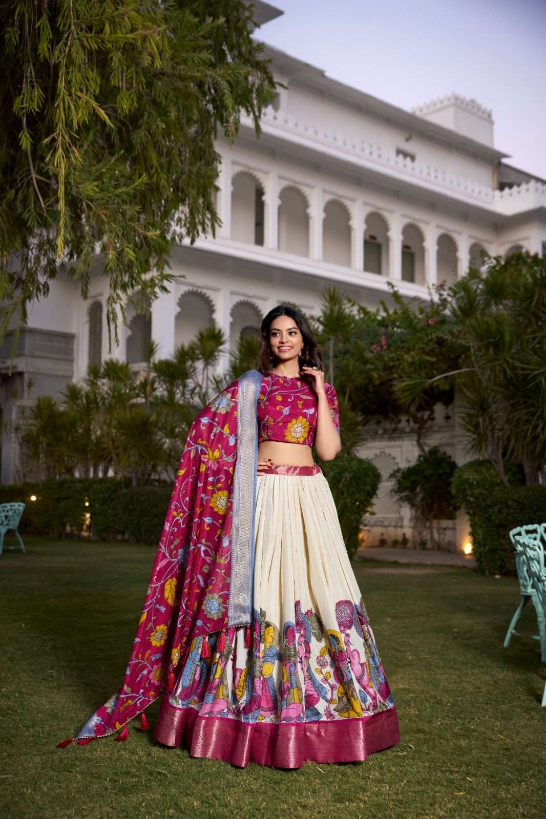 lehenga choli celebrate every occasion with printed silk charm catalogue jaspreet lnb1231 lehenga stitched fabric dola silk jacquard silk work printed kalamkari with zari weaving border