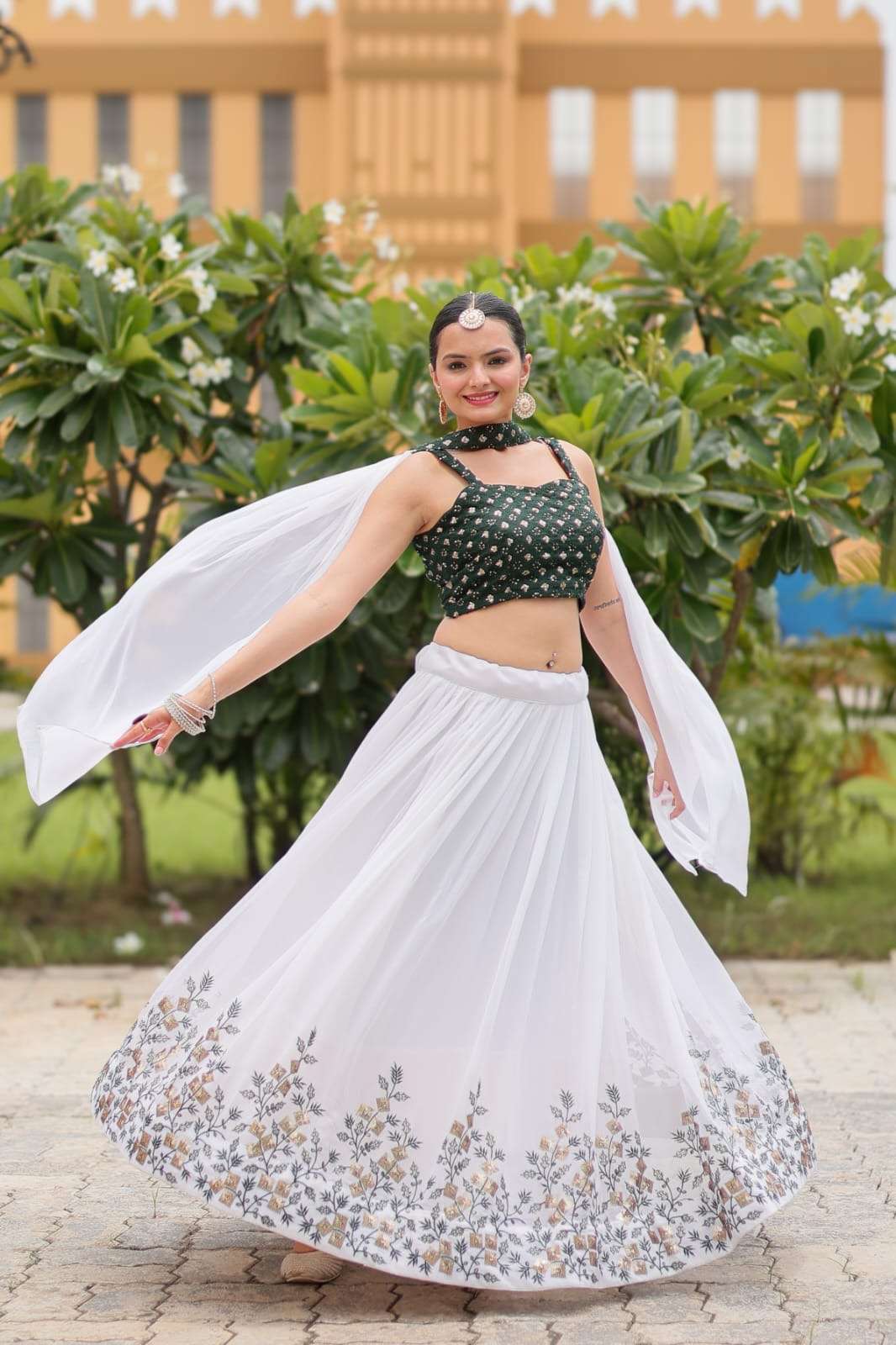 lehenga collection indian women twirl your fashion fervour with this celebrational and vibrant lehenga in promising colour reflects interesting amalgamation of traditional heritage pure georgette