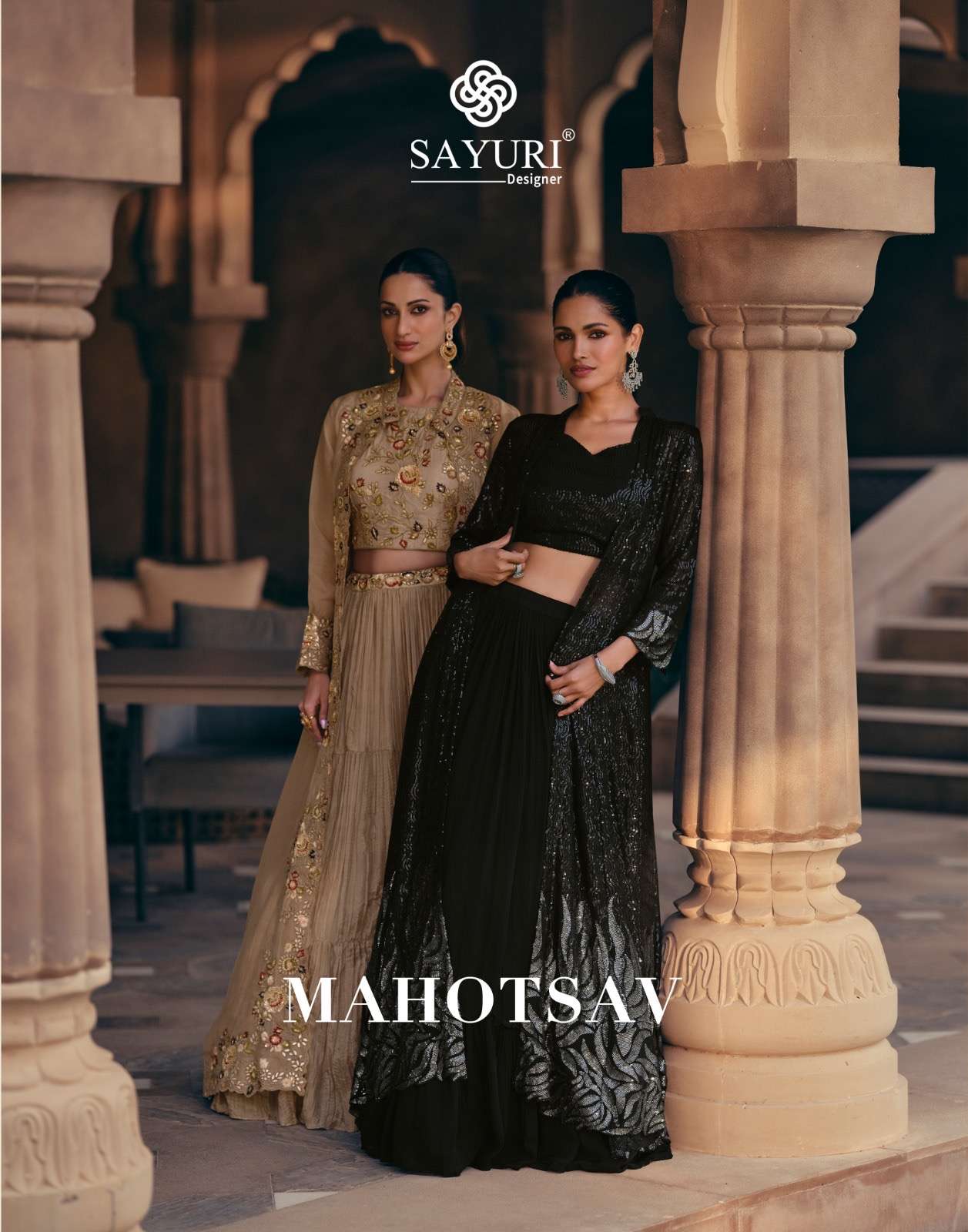 sayuri designer present new catalogue mahotsav 3 pcs free size stitched fabric real chinon silkn real gerogette front and back embroidered with cancan designer dresses