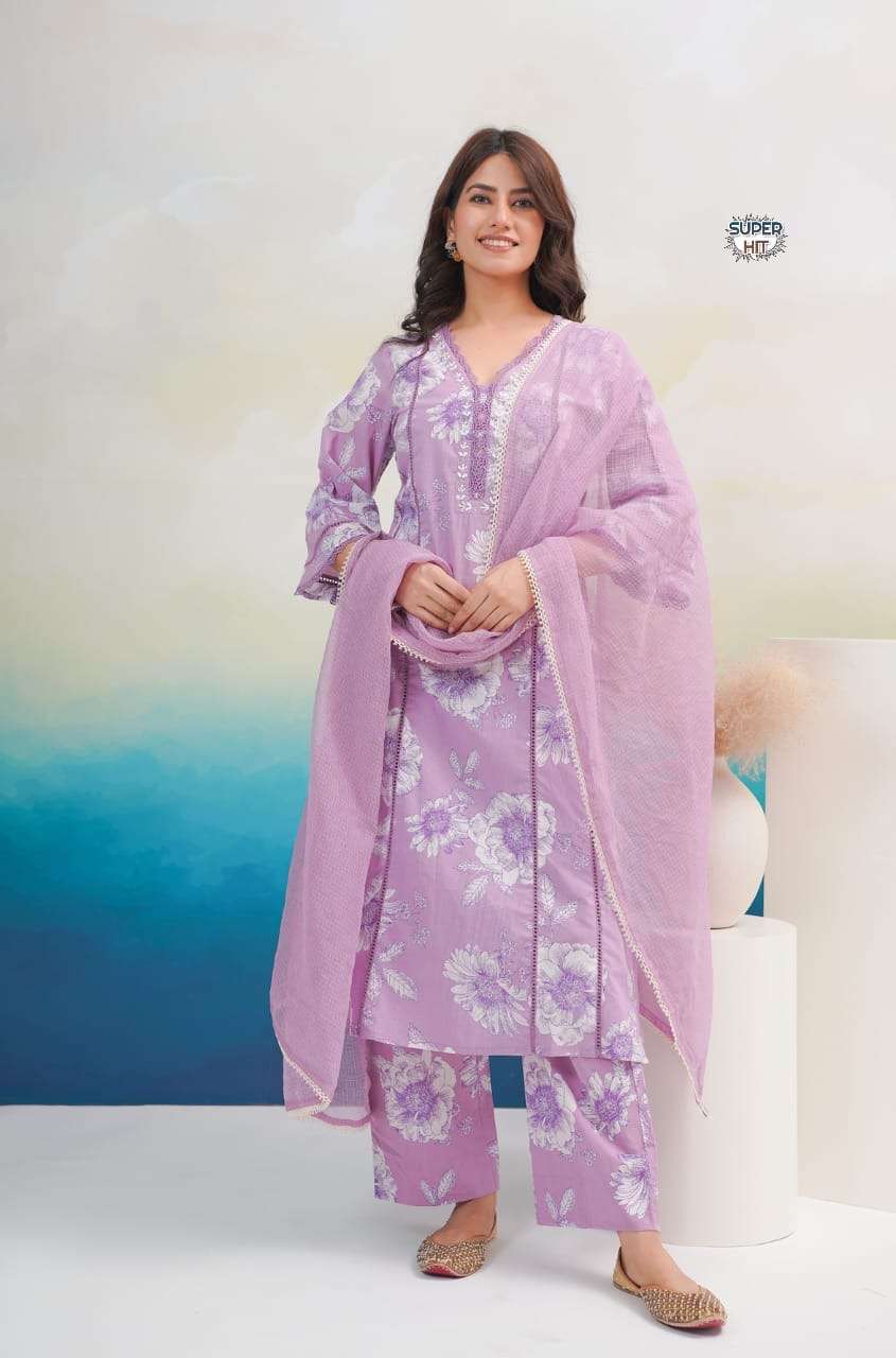 some magic to your ethnic heavy cotton pure fine cotton fabric kurti with pant with cotton dupatta  work neck hand work beautiful lace kurti border size m to 3xl readymade suit