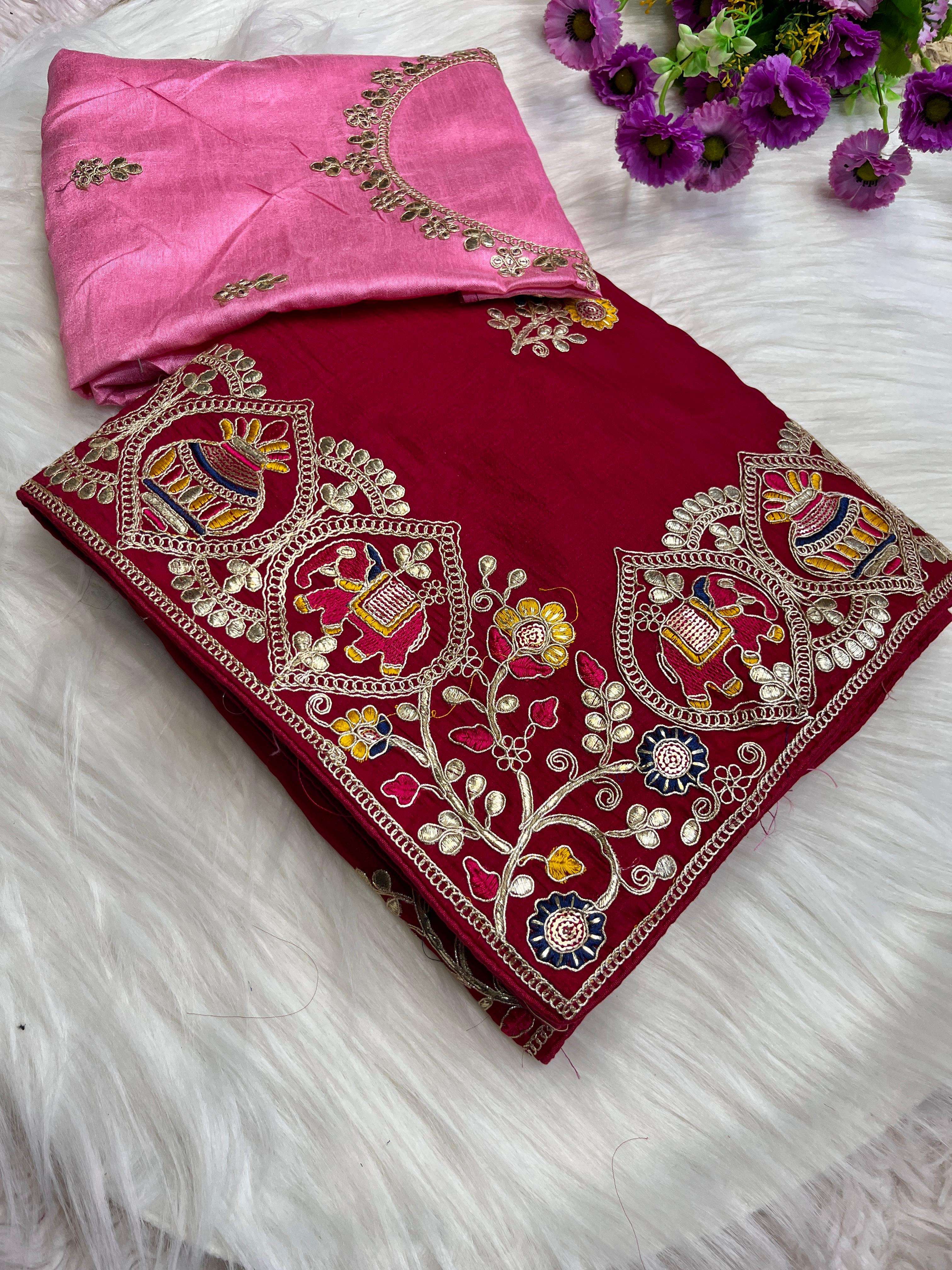 arrivals fabric soft vhichitra silk work heavy cpallu gotafoil work with multi n coding work plus figure work with 3mm sequence n whole saree butti blouse heavy mono with fully work unstitched