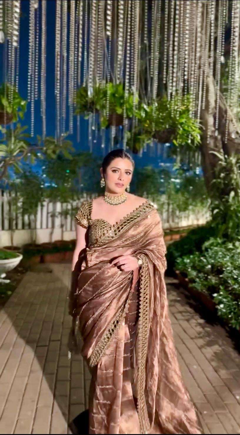 bollywood blockbuster oringnal mirror design design number bt 413 saree fabric zimmy cho silk heavy embroidery  5mm sequnece n coading lace border in saree with orginal mirror