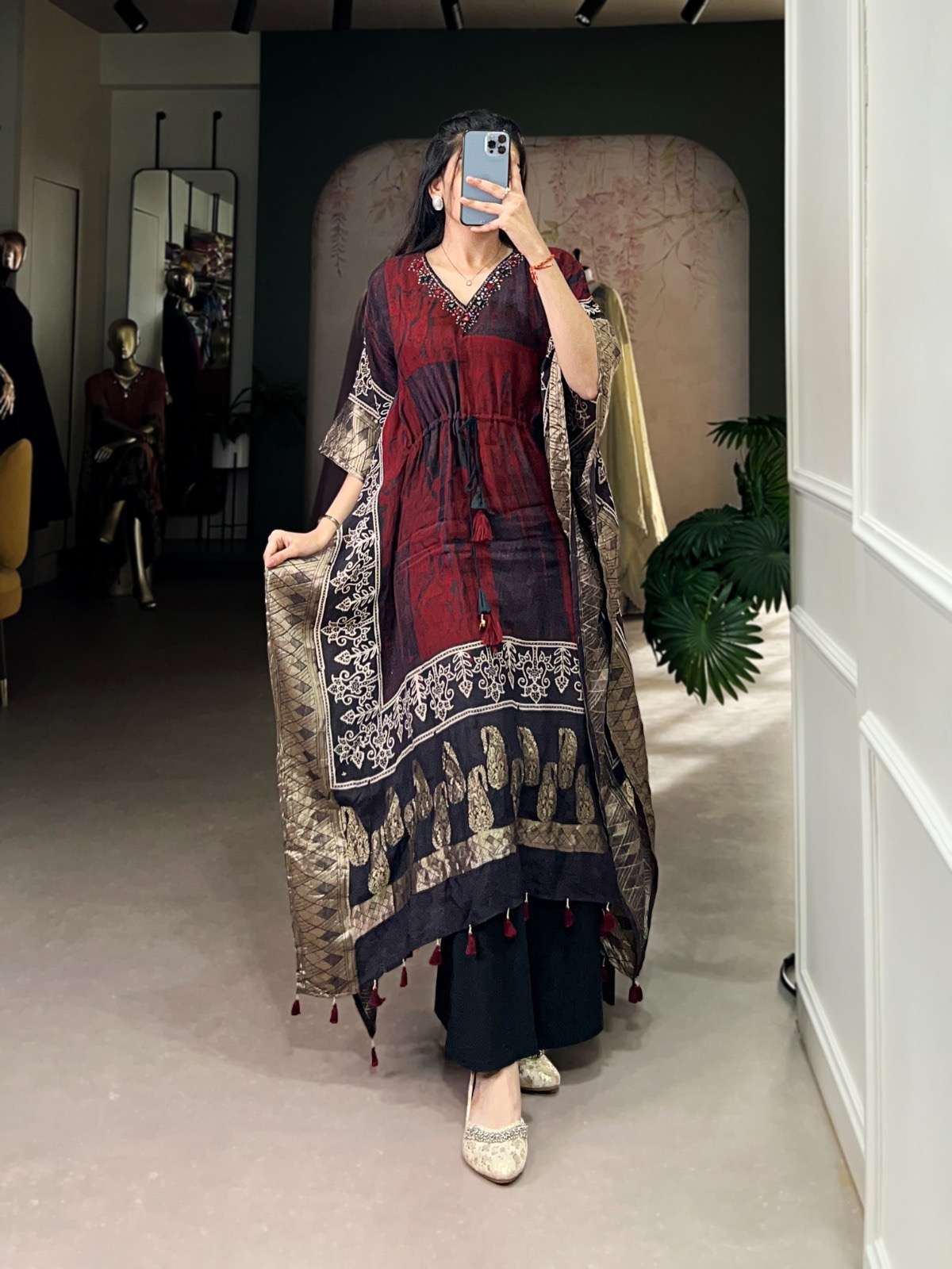 kaftan collection pure elegance pure viscose nnk3022 kaftan stitched kaftan fabric pure viscose zari border kaftan work real mirror hand work designer kaftan full wear for parties