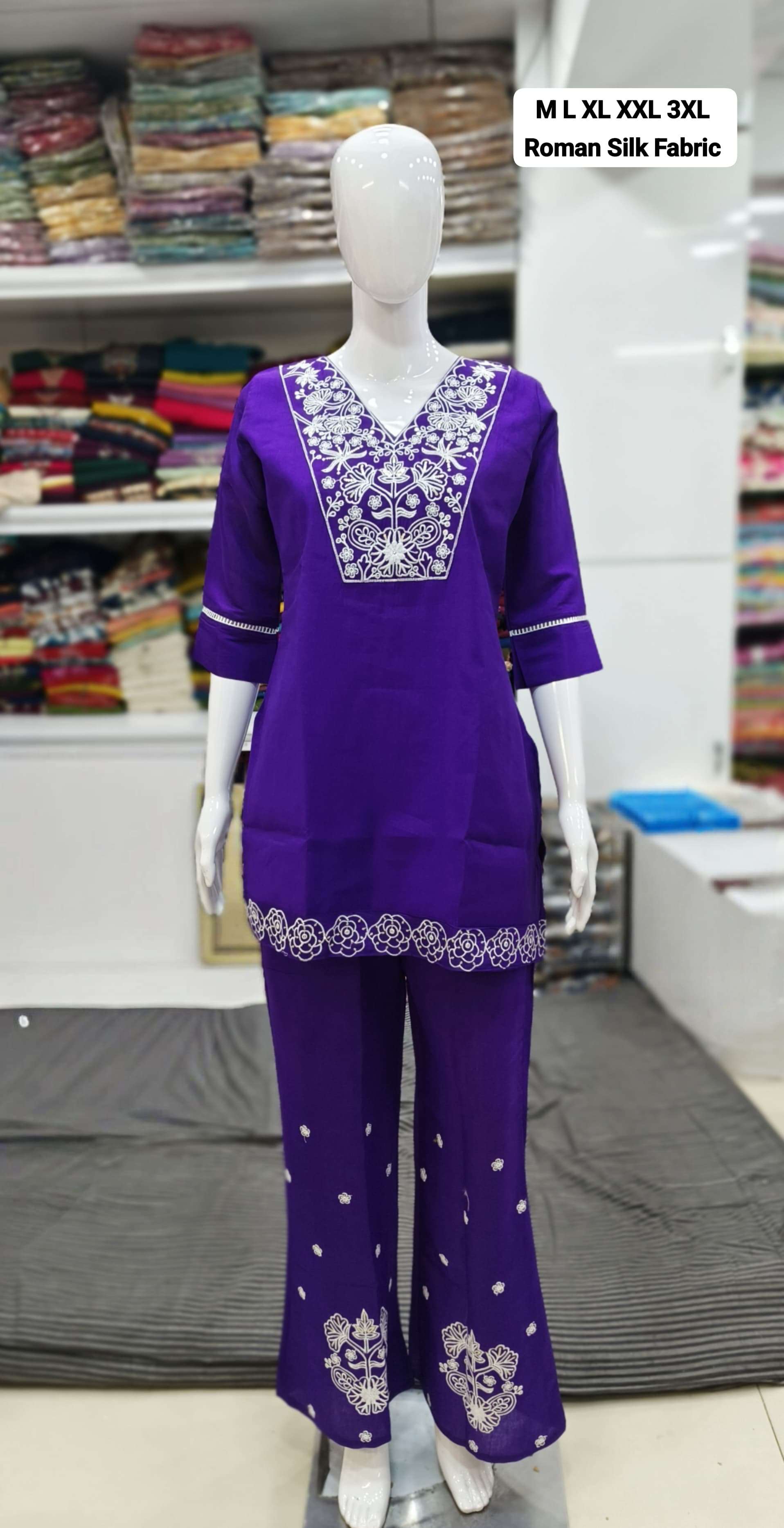 new arrival coord sets premium plazo coord sets premium 2 pieces collection heavy roman silk fabric with full  work daman work lining attached in kurta with work plazo m to 3xl