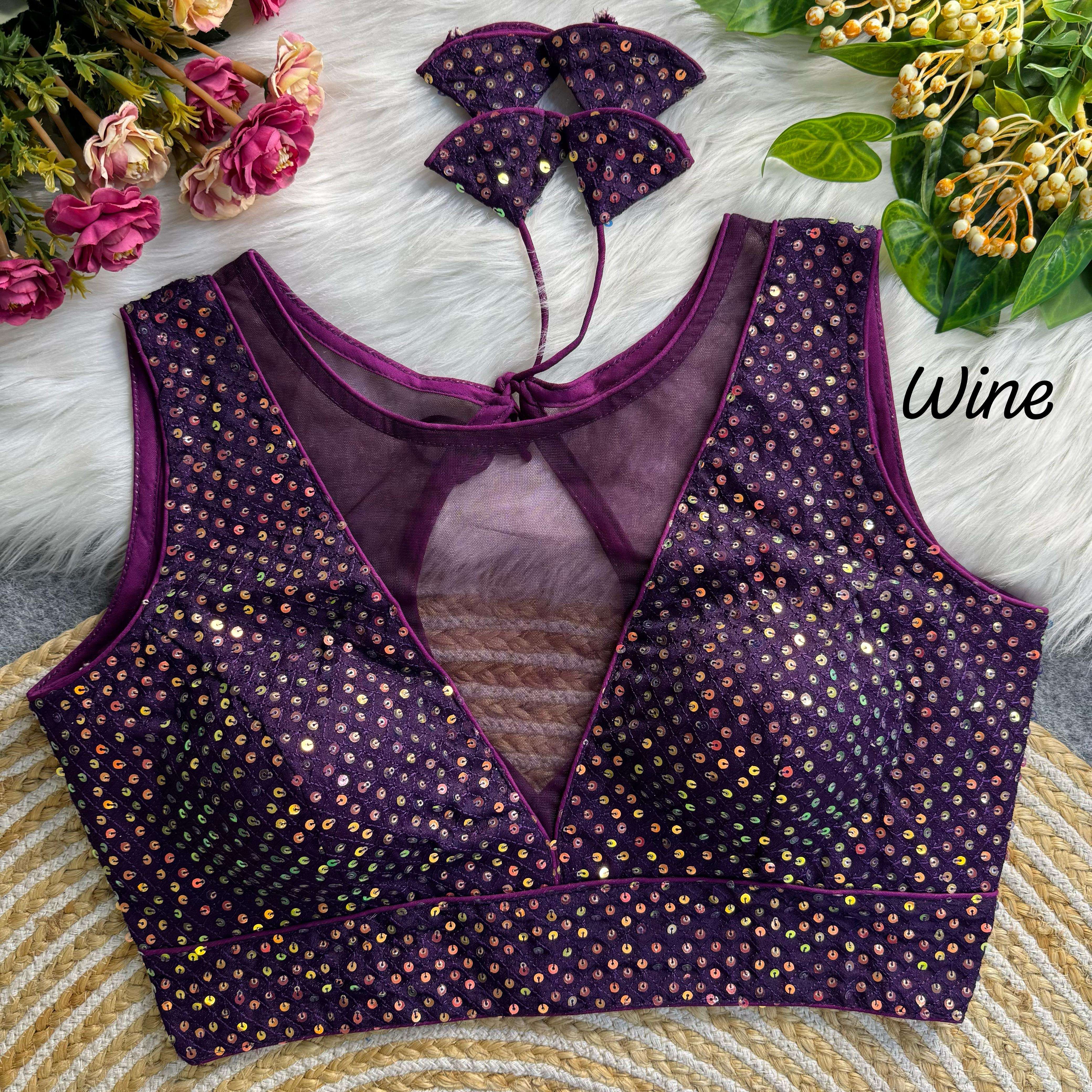 beautiful imported net sequence work blousefancy western deep neck design heavy sandwich sequence work blouse imported net size 38 ready ulter upto 40 inch readymade blouse