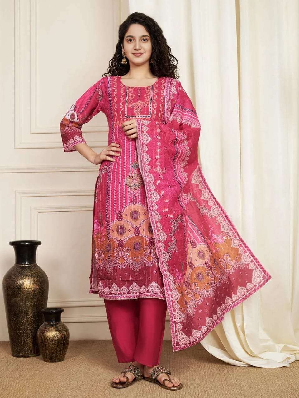 featuring softy muslin pakistani suit which is beautifully decorated with digital prints and hand embroidery it is absolutely perfect for your upcoming occasions it is very easy breezy and comfortable